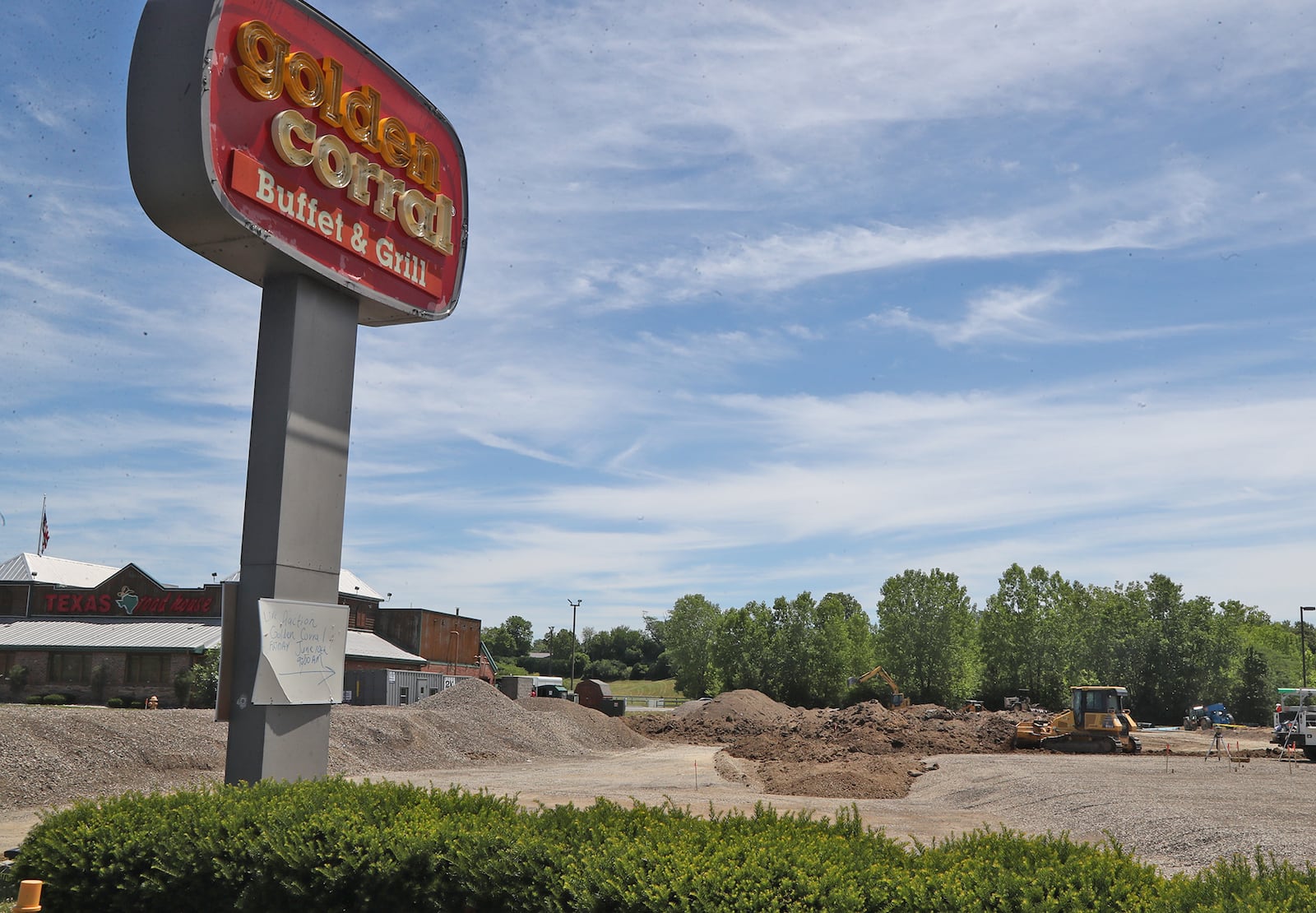 The Golden Corral Buffet & Grill has been demolished to make room for a new Chick-fil-A Tuesday, June 28, 2022. BILL LACKEY/STAFF