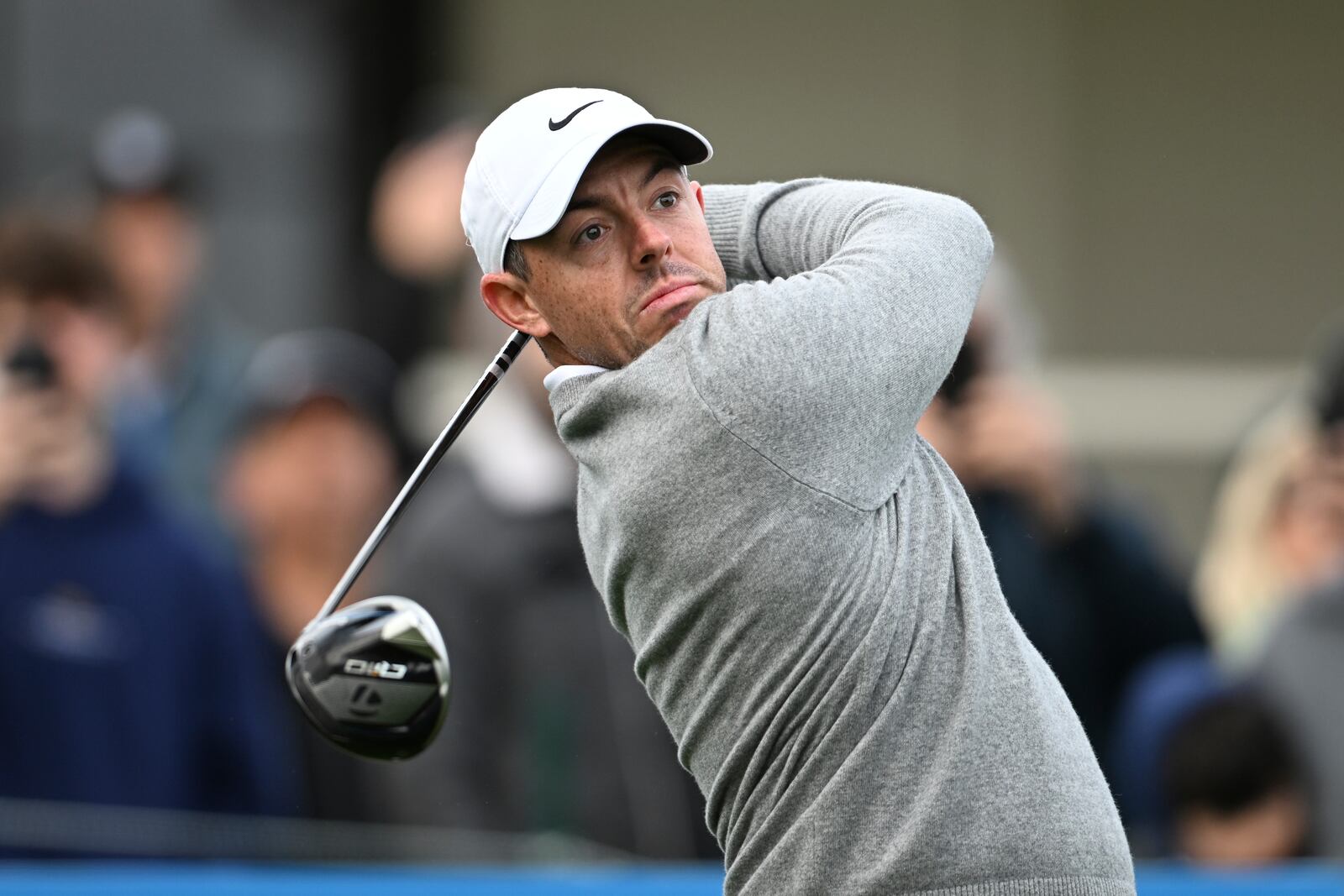 Rory McIlroy, of Northern Ireland, tees off on the 10th hole at Spyglass Hill Golf Course during the first round of the AT&T Pebble Beach Pro-Am golf tournament, Thursday, Jan. 30, 2025, in Pebble Beach, Calif. (AP Photo/Nic Coury)