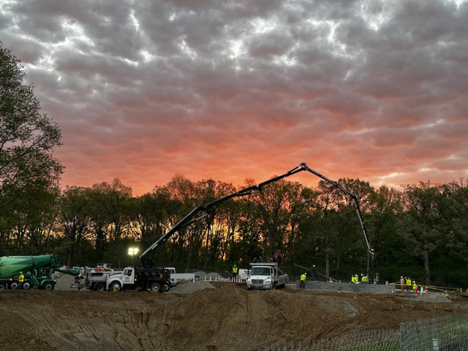 Concrete being poured on Wednesday, May 1, for Global Impact STEM Academy's Upper Academy that's being built on Clark State College's campus. Contributed/Photo by Dan Ayers, Director of facilities, operations, and maintenance for Clark State.