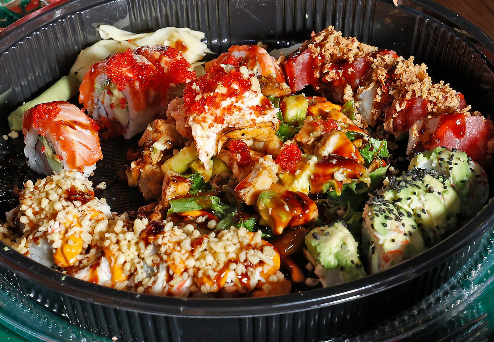 A plate from Sushi Hikari in COhatch the Market is shown in downtown Springfield. COhatch won the Best Lunch Spot with its variety of offerings.  BILL LACKEY/STAFF