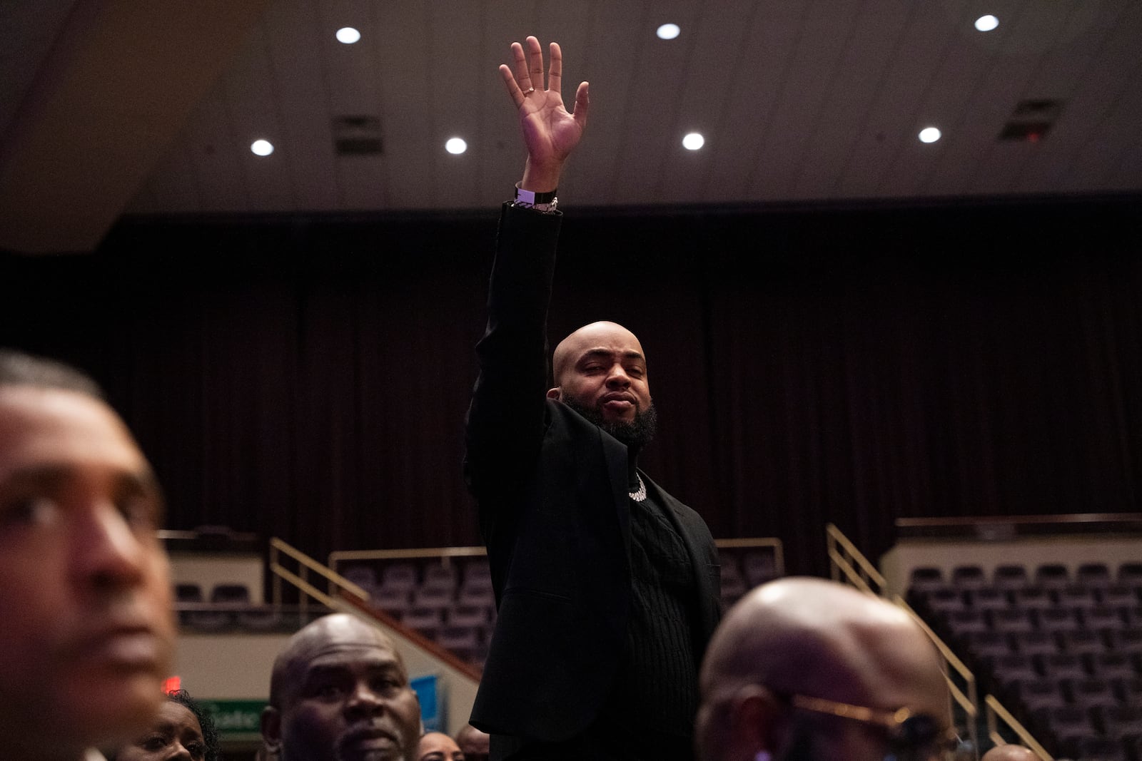 Fans and friends gather to celebrate the life of singer and actress Angie Stone, Friday, March 14, 2025, in Austell. Ga. (AP Photo/Olivia Bowdoin)