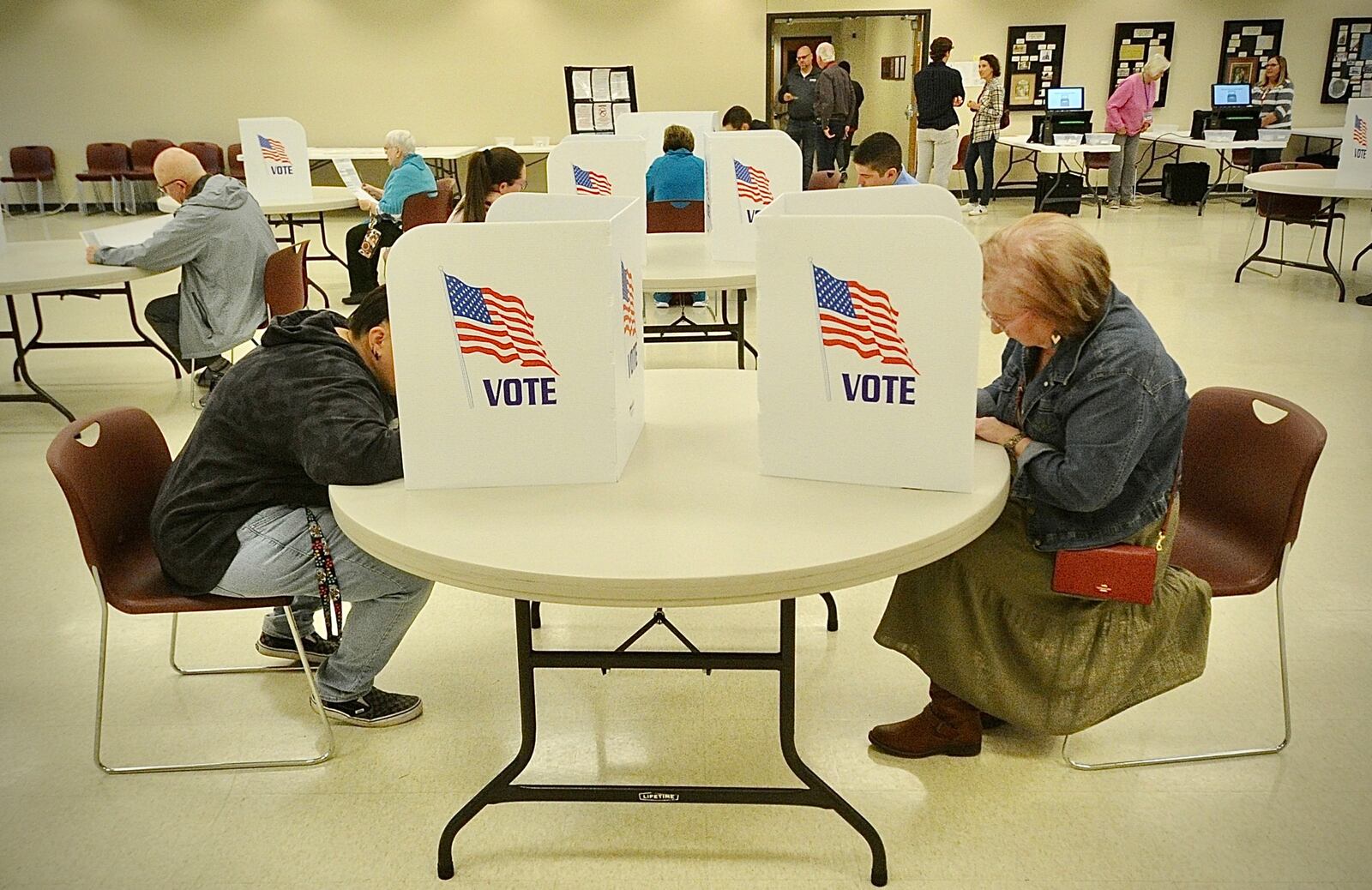 Voters turned out Tuesday, November 7, 2023, to vote at the St. John the Baptist Catholic Church in Tipp City. MARSHALL GORBY \STAFF