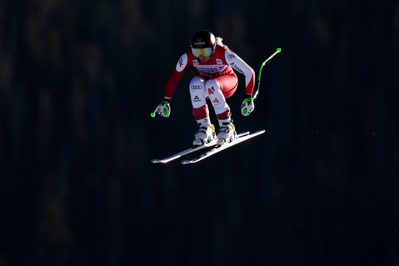 Austria's Cornelia Huetter competes during a women's World Cup downhill skiing race, Saturday, Dec. 14, 2024, in Beaver Creek, Colo. (AP Photo/John Locher)