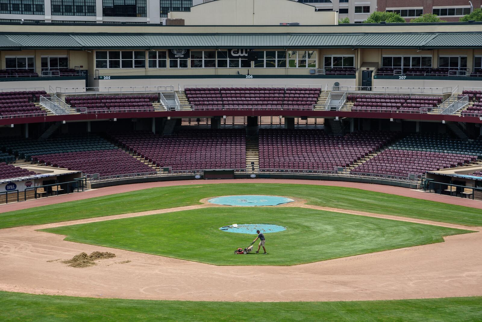 The Dayton Dragons season at Day Air Ballpark (formerly Fifth Third Field) was cancelled this year due to the COVID-19 pandemic. TOM GILLIAM / CONTRIBUTING PHOTOGRAPHER