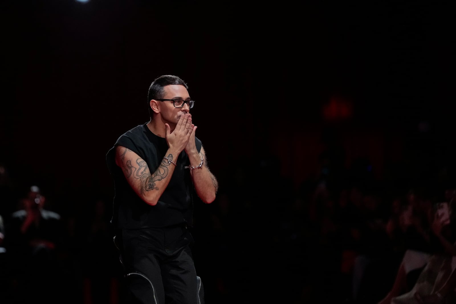 Christian Siriano walks the runway during the Christian Siriano Fall/Winter 2025 fashion show at Chelsea Industrial during New York Fashion Week on Thursday, Feb. 6, 2025, in New York. (Photo by Charles Sykes/Invision/AP)