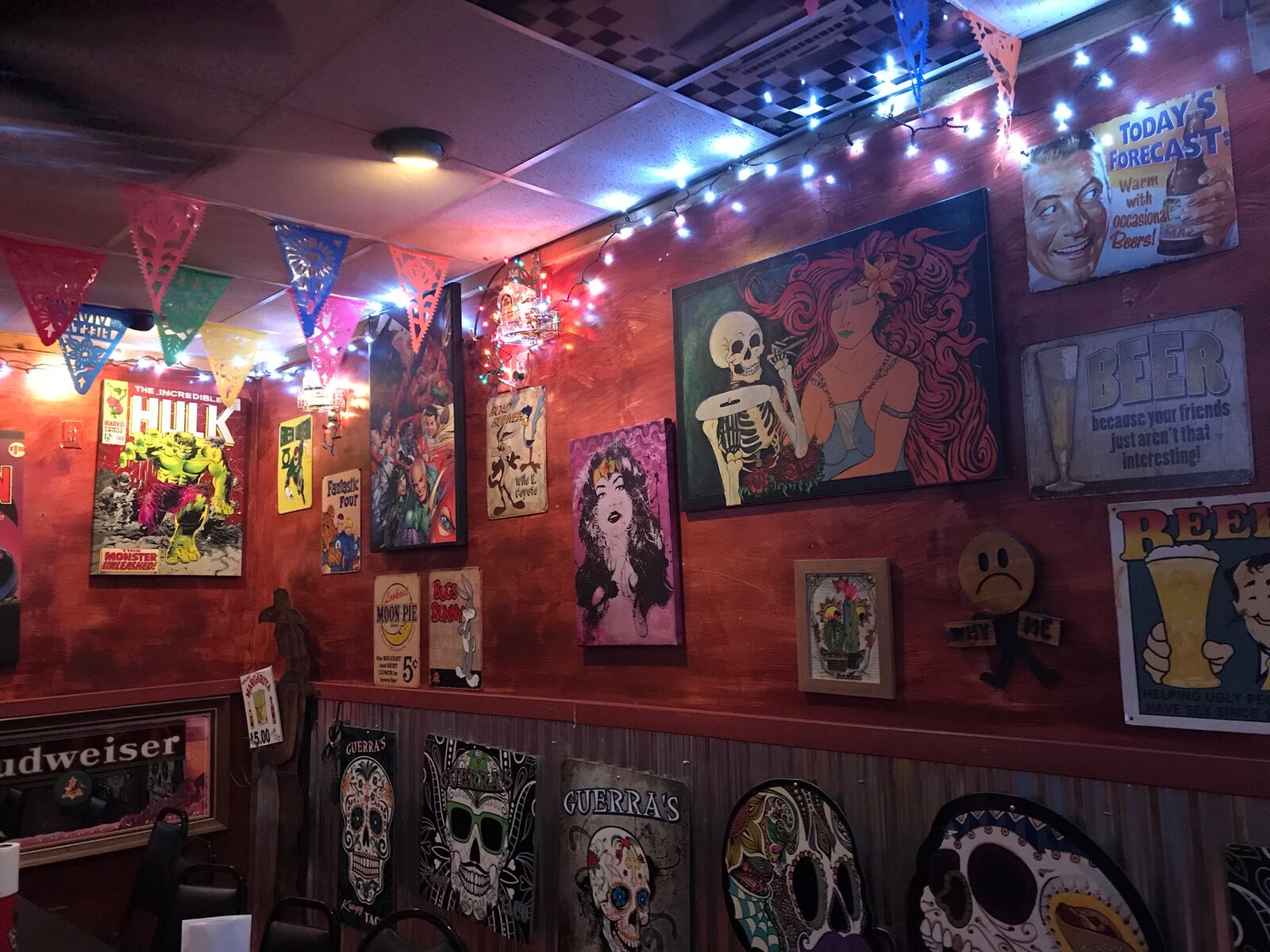 Guerra’s Krazy Taco in Springfield has crazy good tacos and an sugar skull artwork galore.