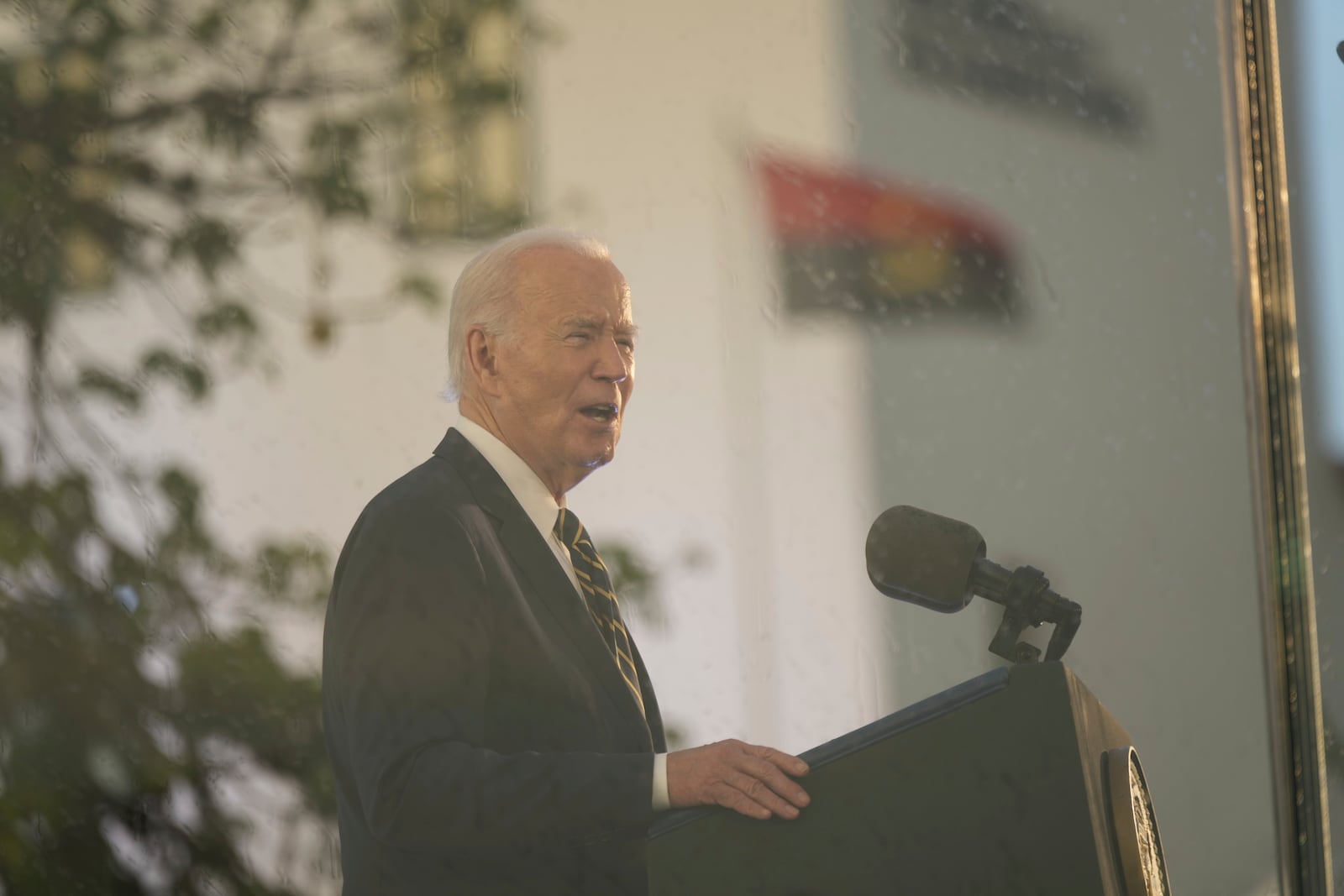 President Joe Biden speaks at the National Museum of Slavery, in the capital Luanda, Angola on Tuesday, Dec. 3, 2024. (AP Photo/Ben Curtis)