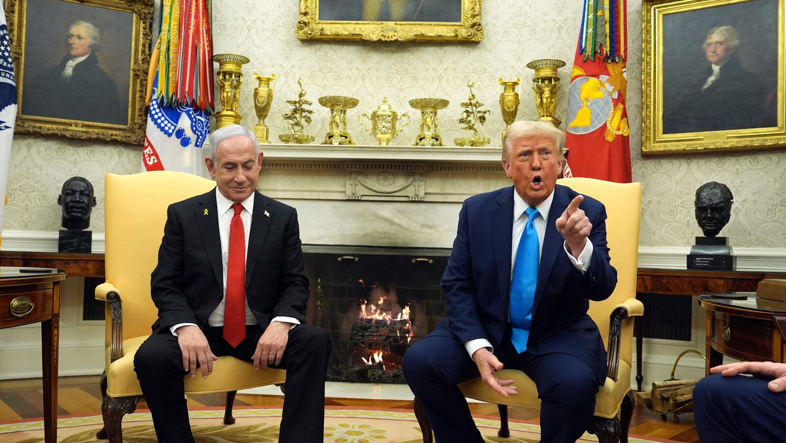 President Donald Trump meets with Israel's Prime Minister Benjamin Netanyahu in the Oval Office of the White House, Tuesday, Feb. 4, 2025, in Washington. (AP Photo/Evan Vucci)