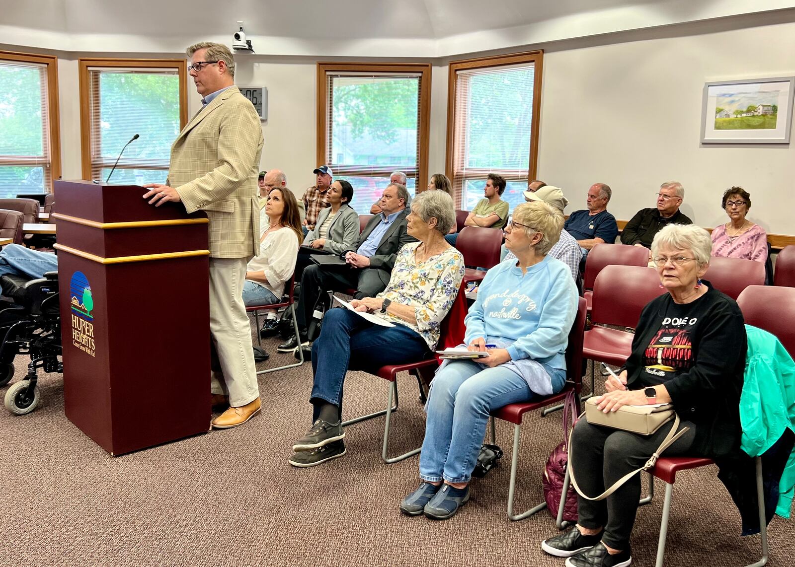 Residents attended Tuesday's Huber Heights Planning Commission meeting to hear detailed development plans for Ohio's first Buc-ee's store. AIMEE HANCOCK/STAFF