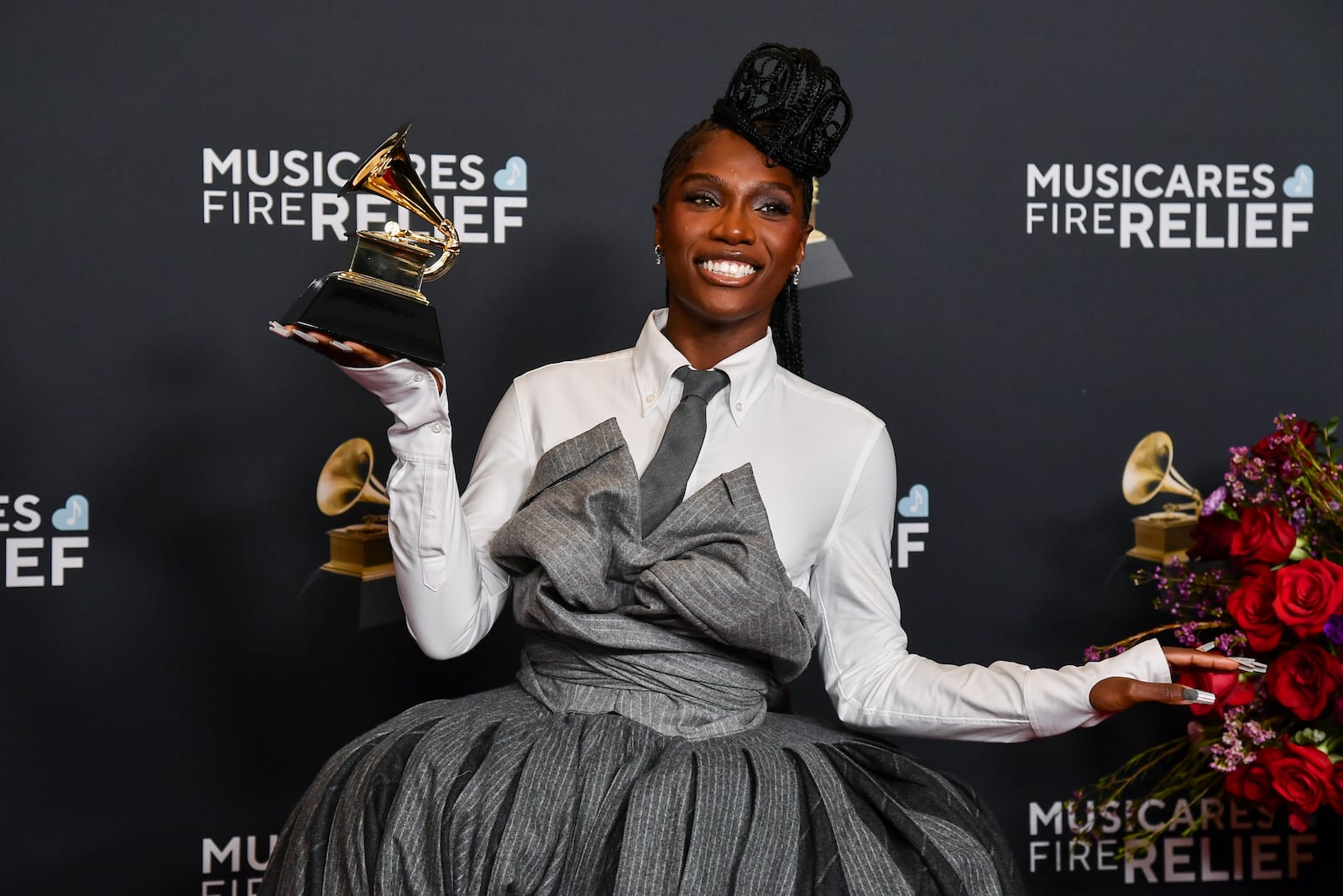 Doechii poses in the press room with the award for best rap album for "Alligator Bites Never Heal" during the 67th annual Grammy Awards on Sunday, Feb. 2, 2025, in Los Angeles. (Photo by Richard Shotwell/Invision/AP)