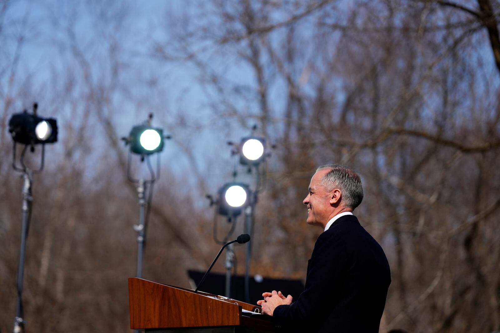 Prime Minister Mark Carney speaks at a news conference following a cabinet swearing in ceremony at Rideau Hall in Ottawa, on Friday, March 14, 2025. (Adrian Wyld/The Canadian Press via AP)