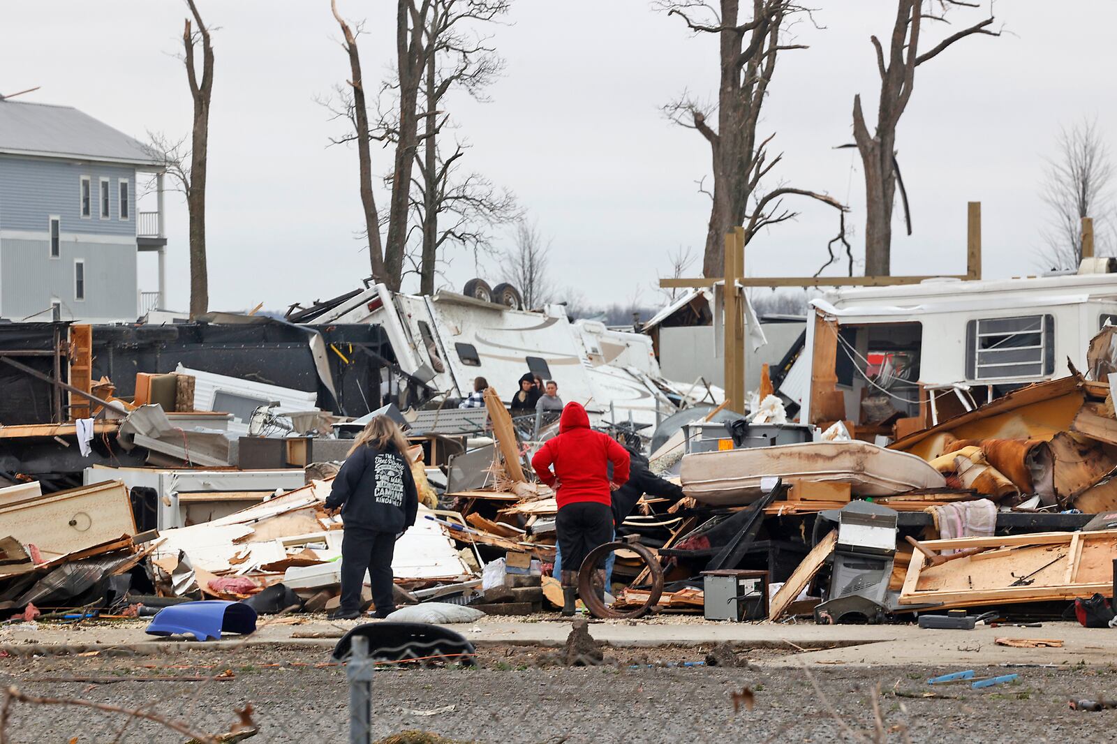 Tornado damage in Lakeview Friday, March 15, 2024. BILL LACKEY/STAFF