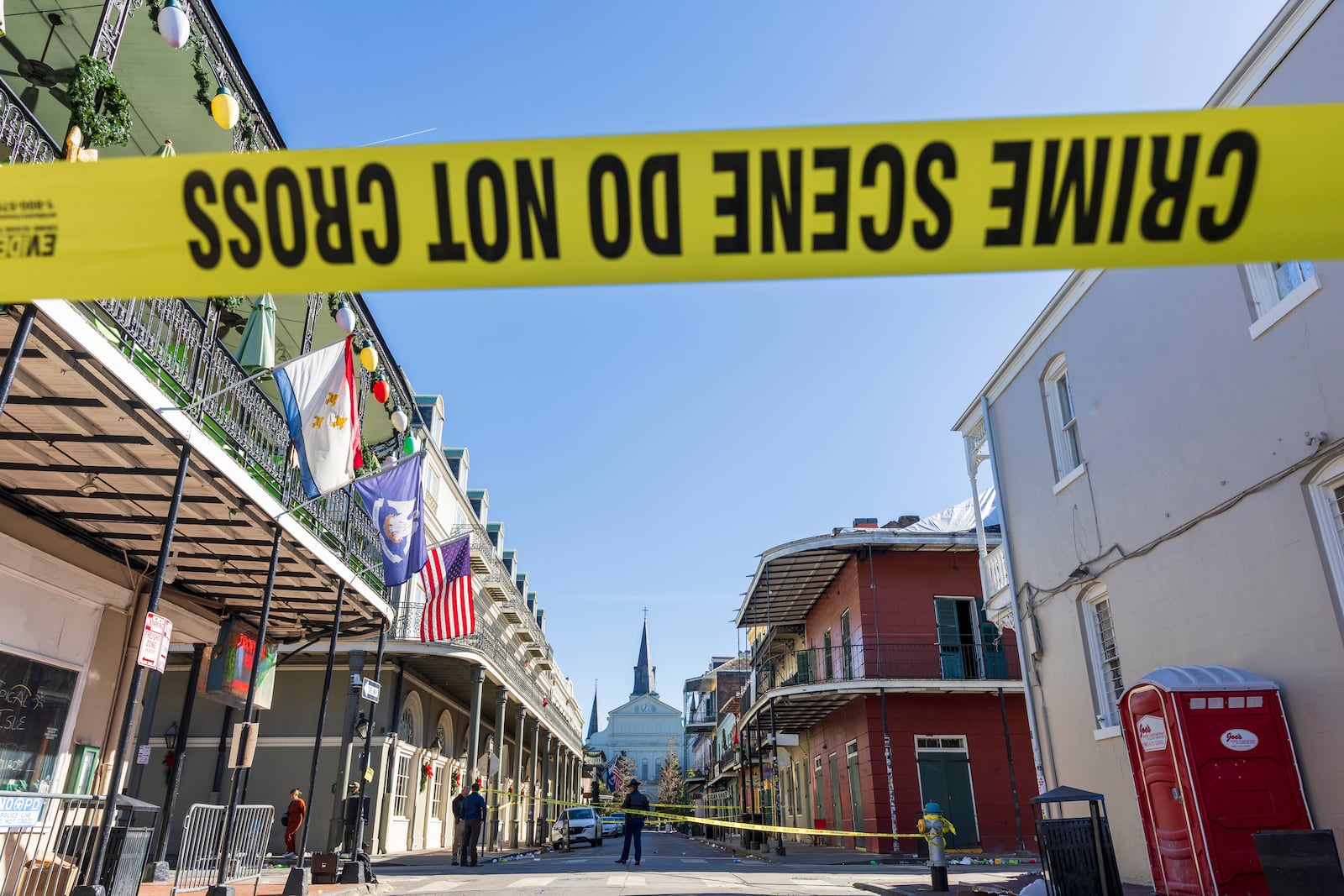 FILE - New Orleans police and federal agents investigate a deadly New Year's Day truck attack on Bourbon Street in New Orleans on Wednesday, Jan. 1, 2025. (Chris Granger/The New Orleans Advocate via AP, File)