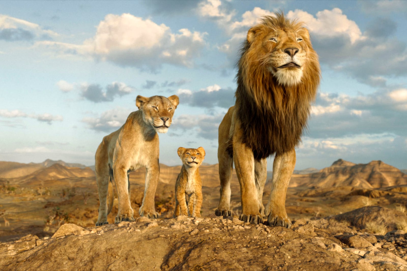 This image released by Disney shows characters Afia, voiced by Anika Noni Rose, left, Mufasa, voiced by Braelyn Rankins, center, and Masego, voiced by Keith David, in a scene from "Mufasa: The Lion King." (Disney via AP)