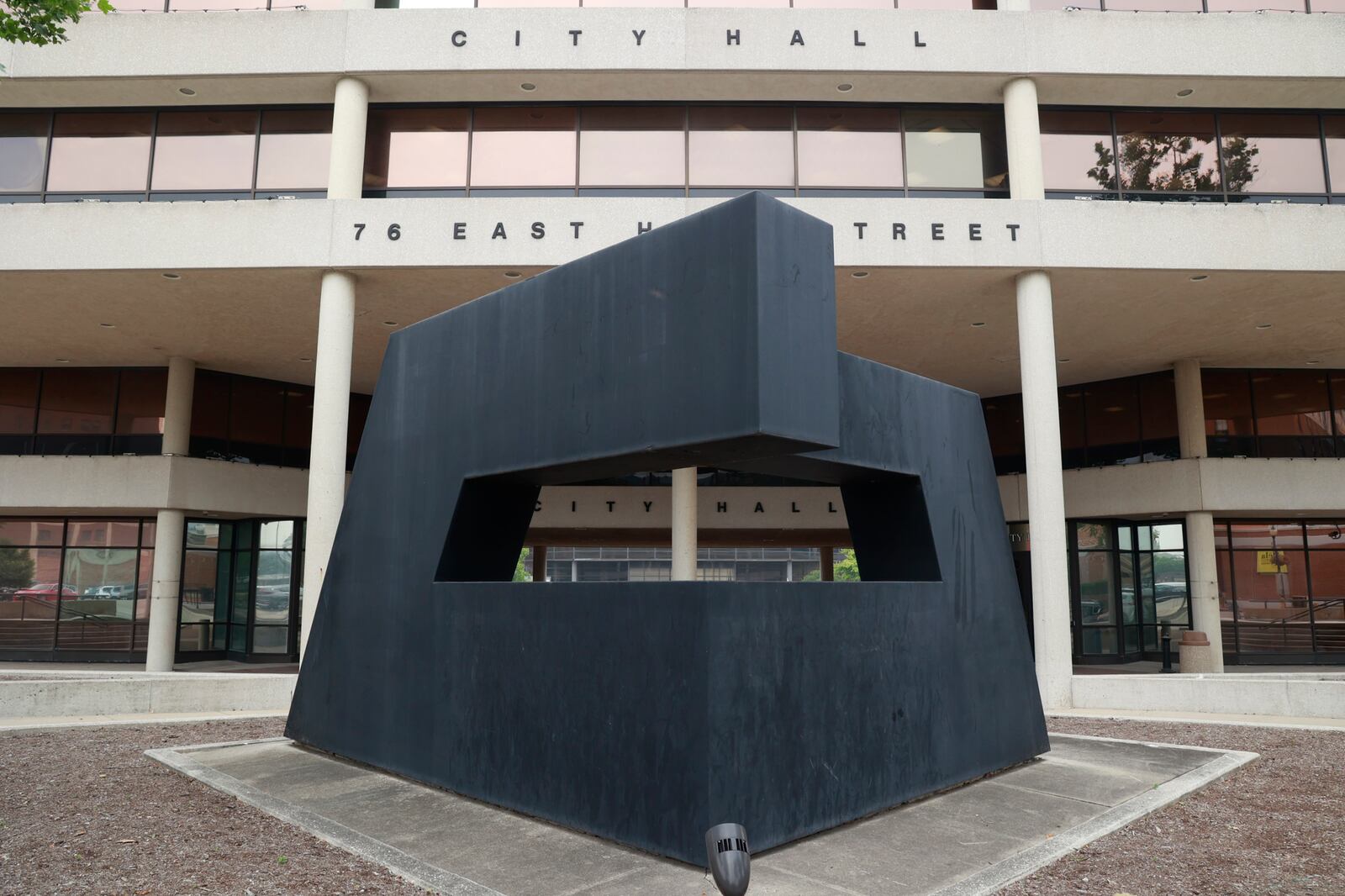 The Oracle's Vision sculpture in front of the Springfield City Hall. BILL LACKEY/STAFF