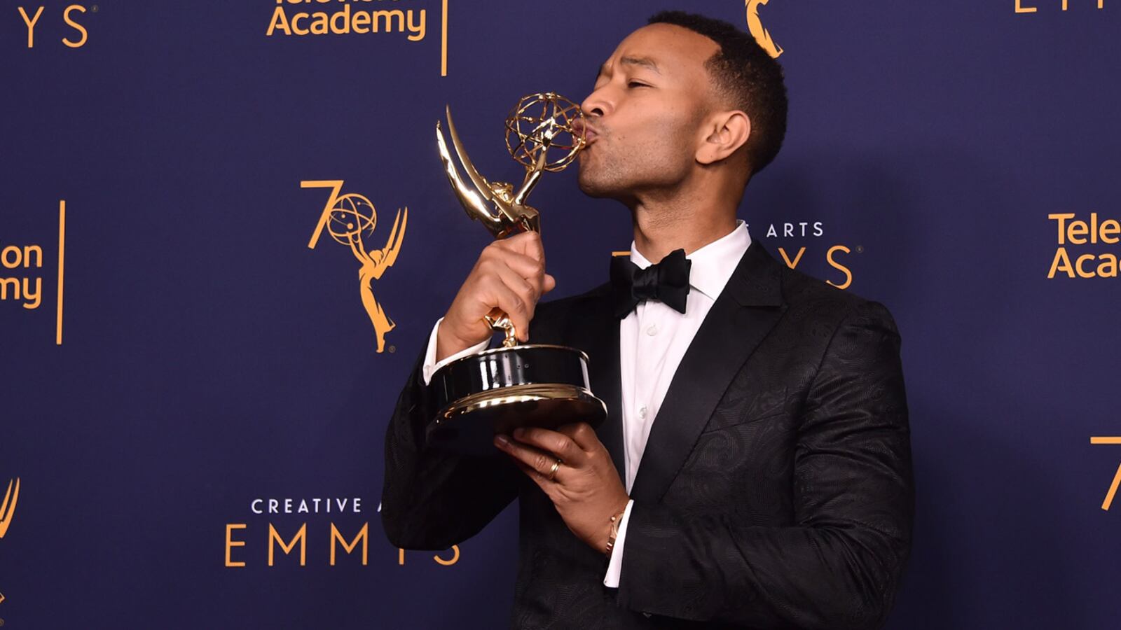 John Legend poses in the press room during the 2018 Creative Arts Emmys at Microsoft Theater on September 9, 2018 in Los Angeles, California.