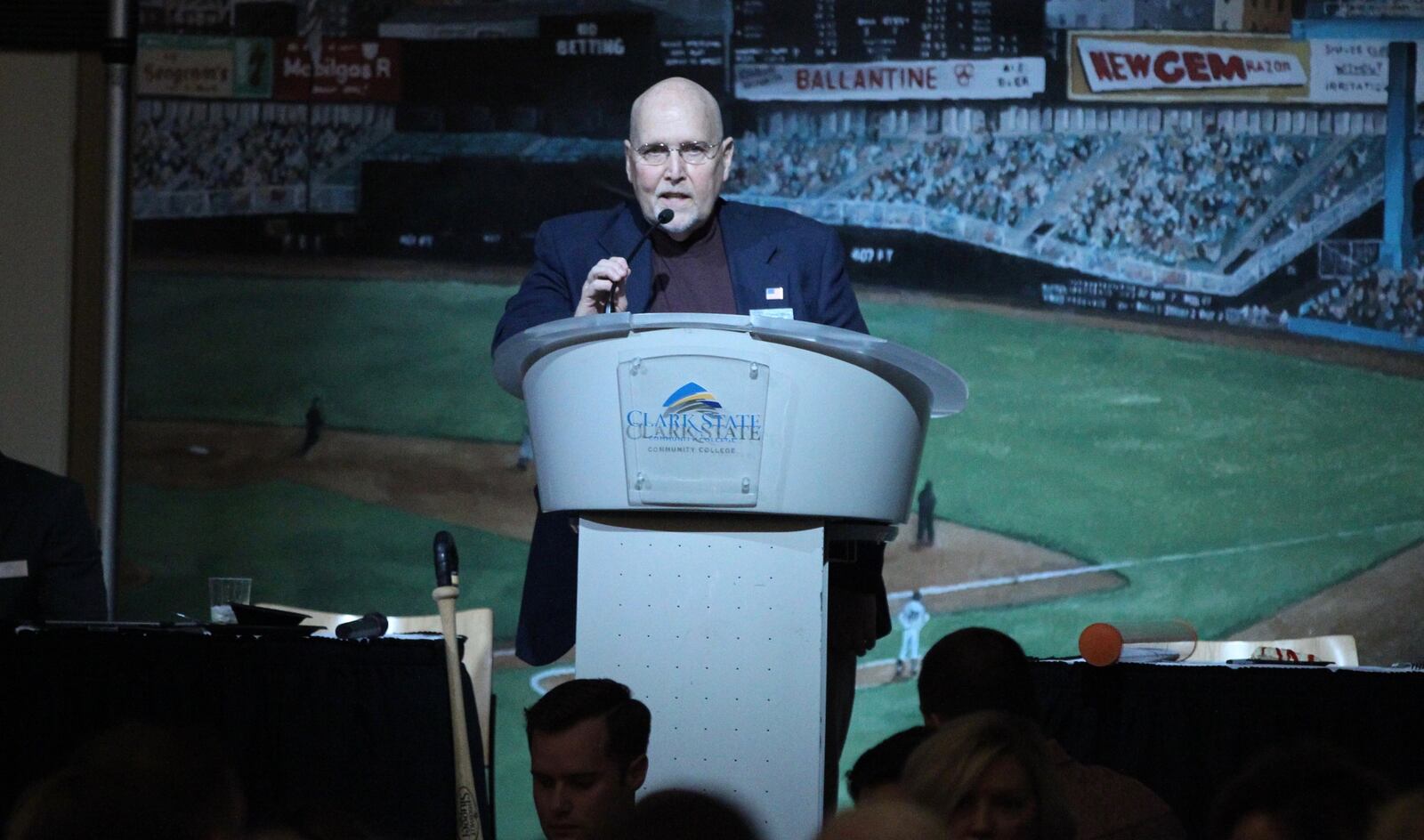 Mark Miller speaks at the Springfield/Clark County Baseball Hall of Fame induction ceremony on Saturday, Jan. 6, 2018, at the Hollenbeck Bayley Conference Center in Springfield.