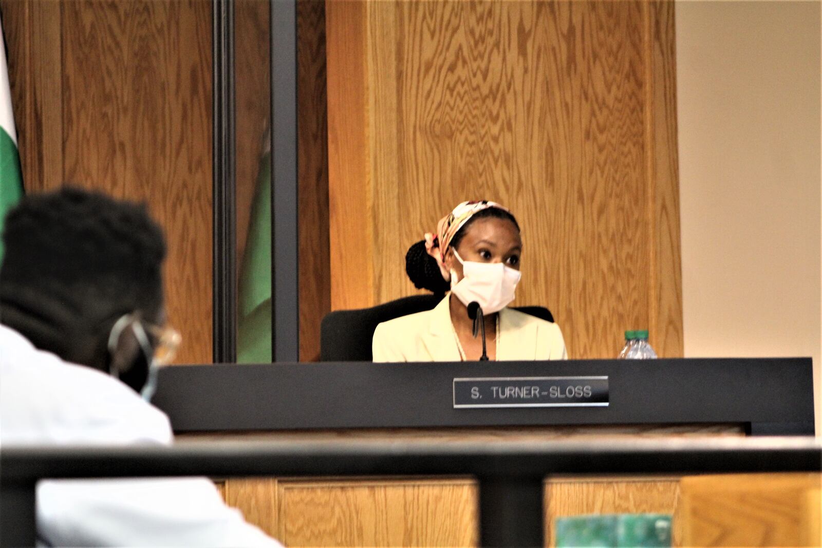 Dayton City Commissioner Shenise Turner-Sloss at Wednesday's city commission meeting. CORNELIUS FROLIK / STAFF