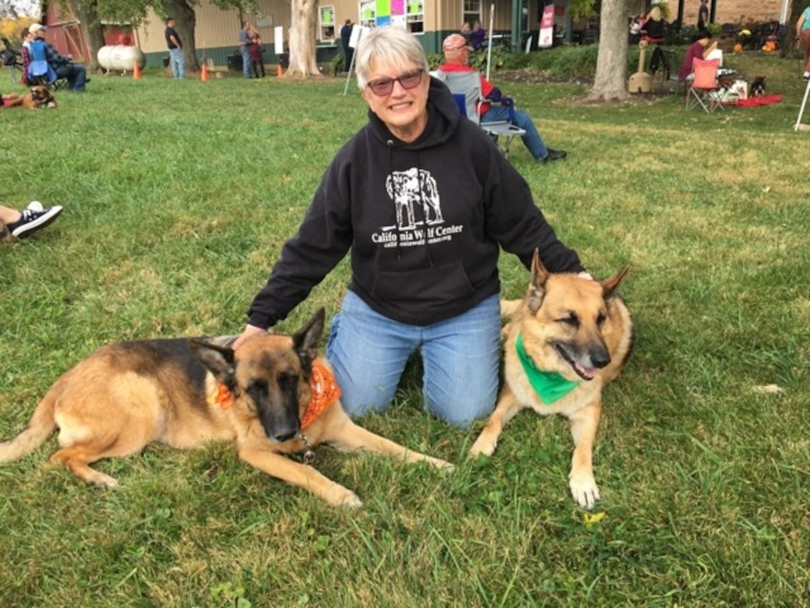 Trish Schooner and German Shepherds “Reggie” and “Rex” drove from Brookville for the event. Pam Cottrel/STAFF