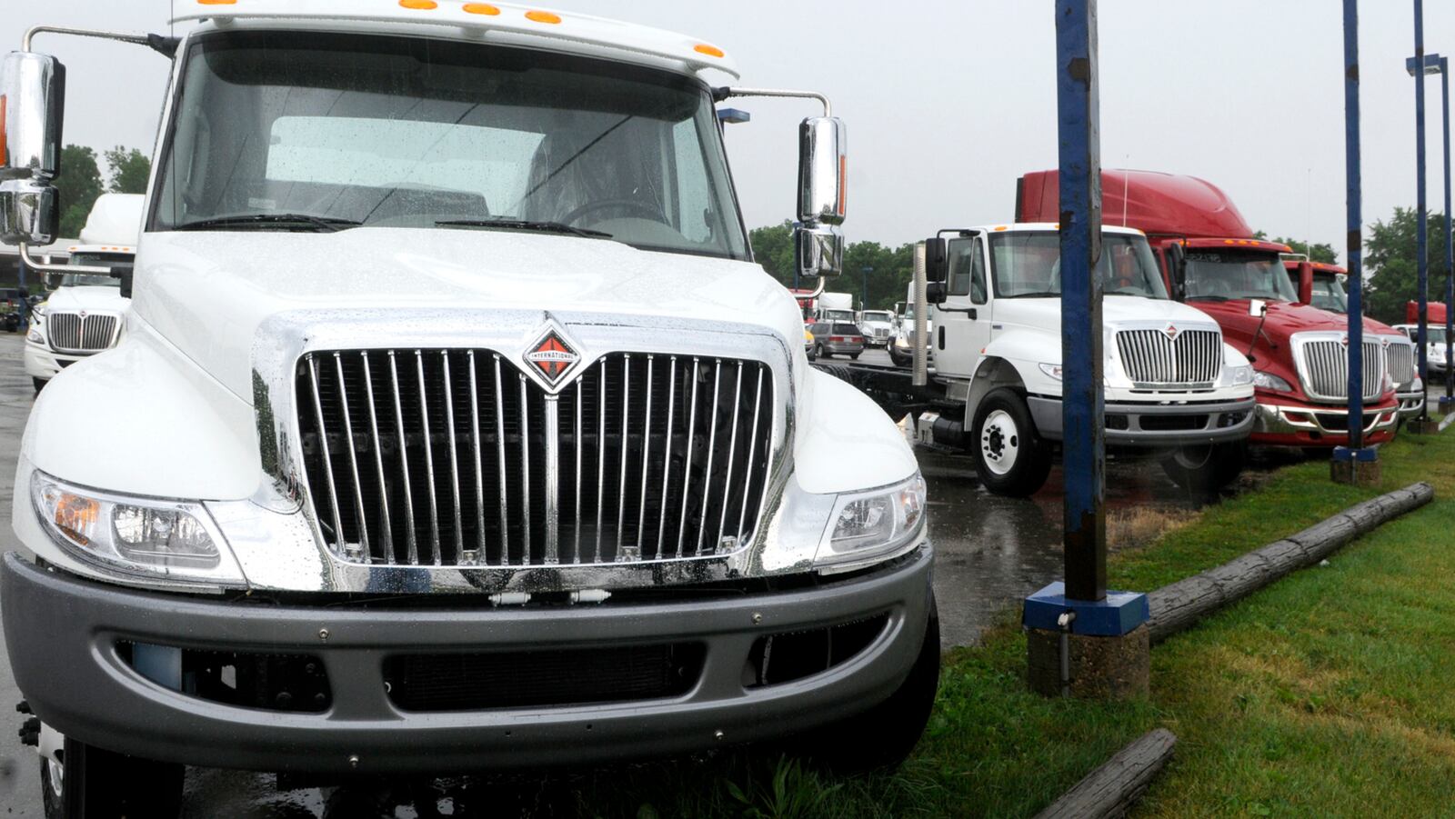 Navistar trucks parked outside the manufacturer’s Springfield plant. Staff photo by Marshall Gorby