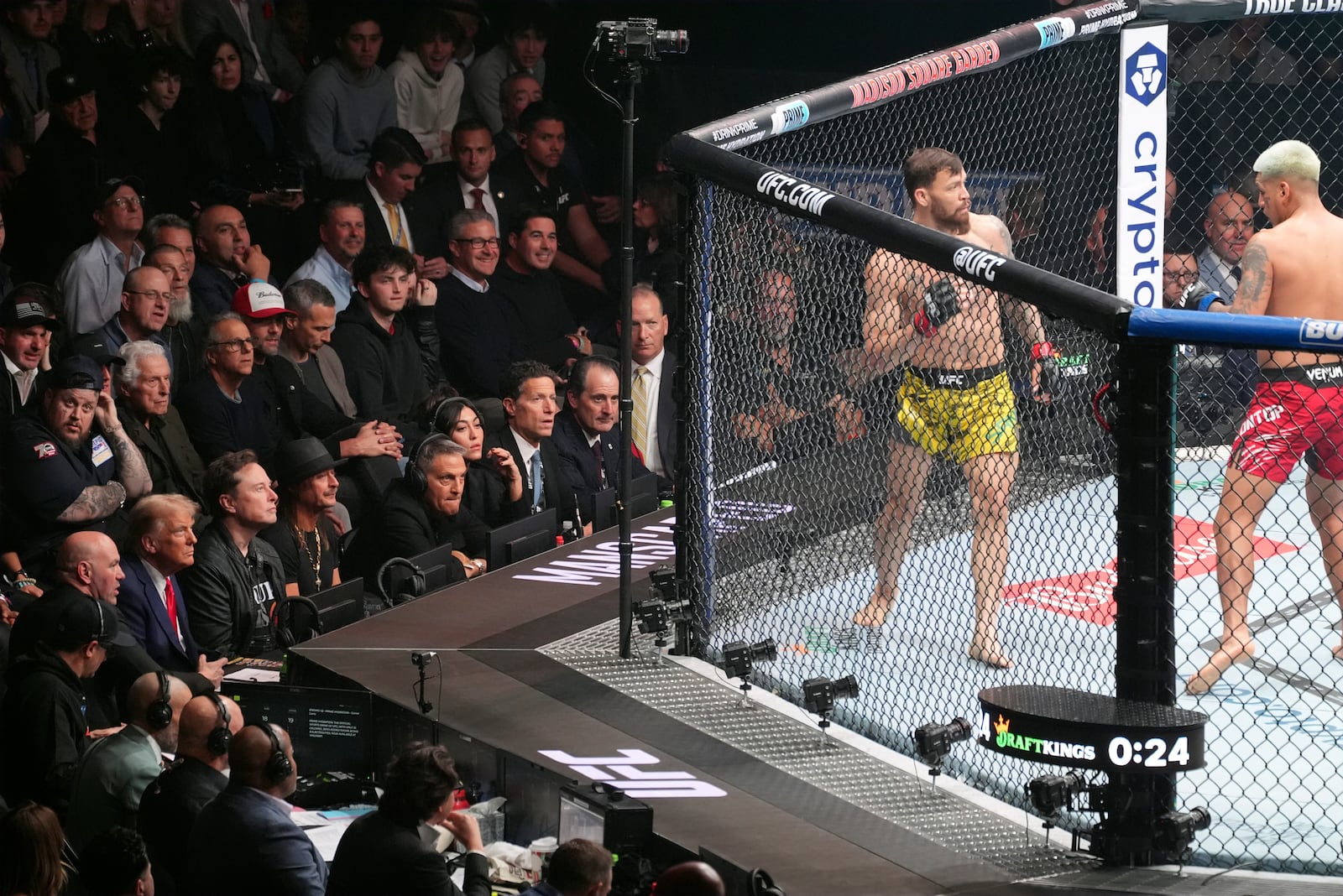 President-elect Donald Trump attends UFC 309 at Madison Square Garden, Saturday, Nov. 16, 2024, in New York. (AP Photo/Evan Vucci)