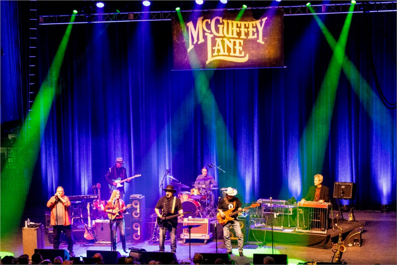 Columbus-based country rock outfit McGuffey Lane featuring longtime leader John Schwab (center) performs at Arbogast Performing Arts Center in Troy on Saturday, May 6.