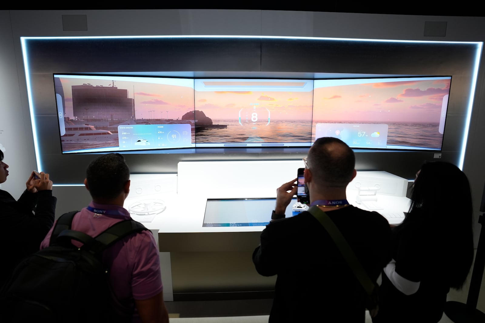 A display shows Samsung SmartThings technology compatible with boats at a Samsung booth during the CES tech show Tuesday, Jan. 7, 2025, in Las Vegas. (AP Photo/Abbie Parr)