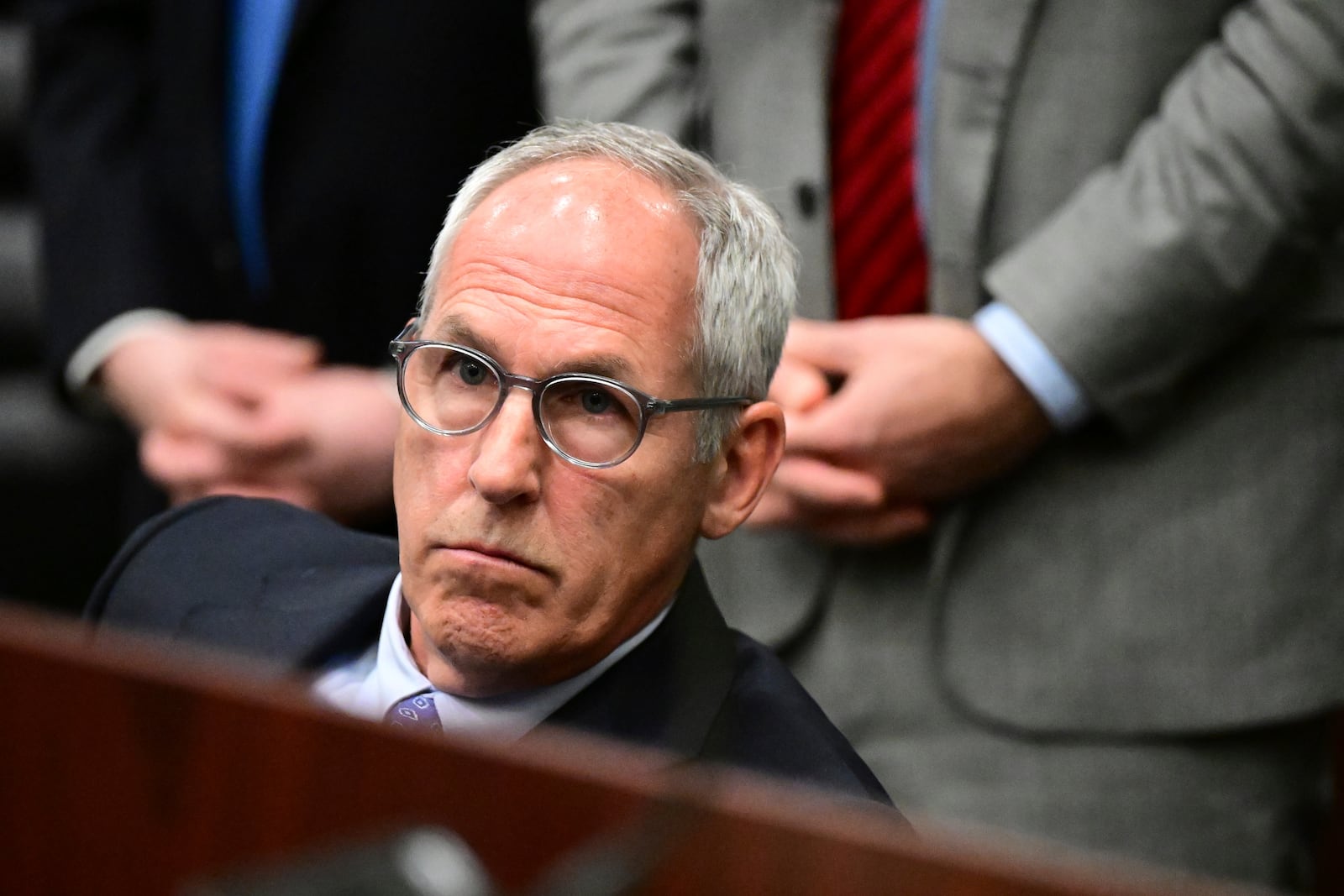 FILE - Michael Dowling, a former senior vice president at FirstEnergy, sits in the courtroom at the Summit County courthouse in Akron, Ohio, on Tuesday, Feb. 13, 2024. (AP Photo/David Dermer, File)