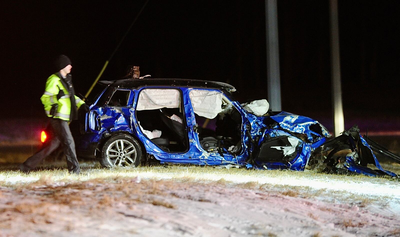 Four people died as the result of a two-vehicle crash in Clark County late Saturday, March 12, 2022. MARSHALL GORBY/STAFF