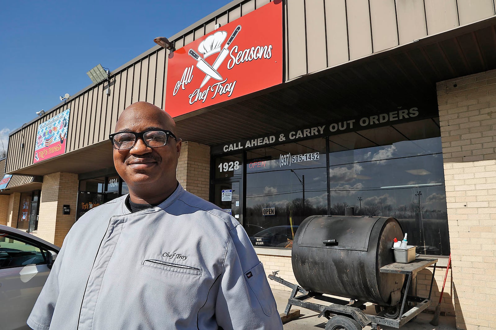 Chef Troy Wheat in front of his restaurant, All Seasons, on Mitchell Blvd in Springfield Thursday, Feb. 23, 2023. BILL LACKEY/STAFF