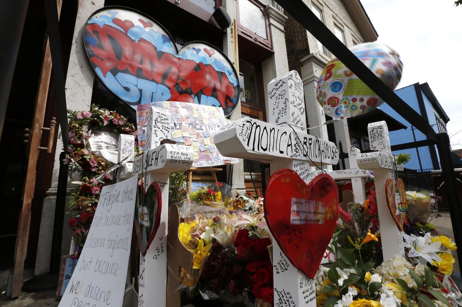 A memorial to victims of the mass shooting on Aug. 4. TY GREENLEES / STAFF