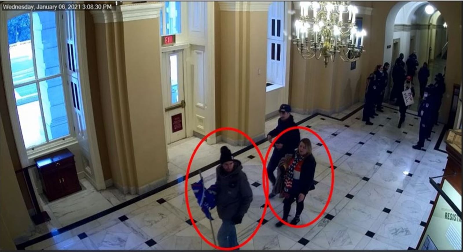 In this photo taken from a federal criminal complaint filing, Brandon and Stephanie Miller are allegedly show in the U.S. Capitol during the Jan. 6 riot.