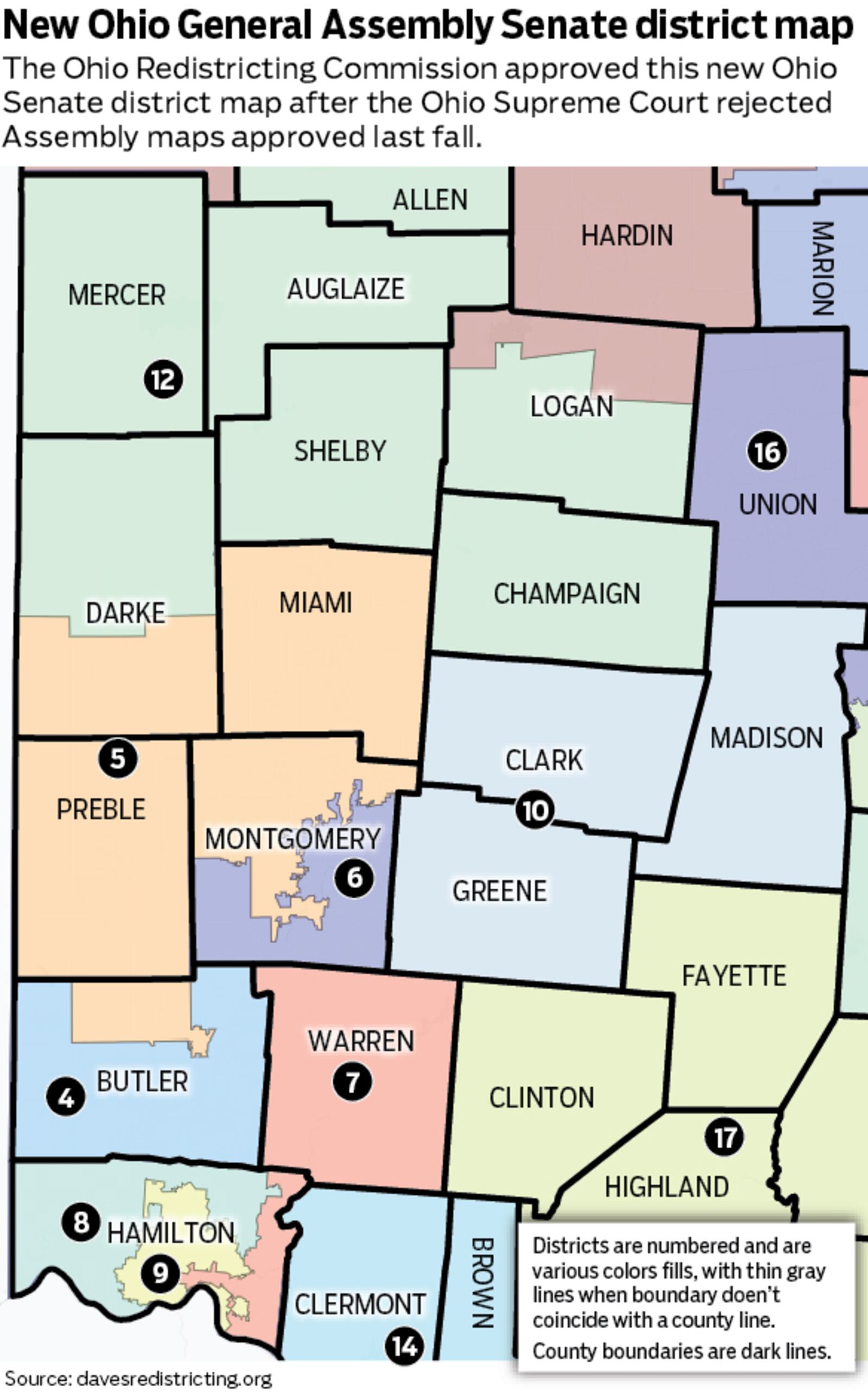 New Ohio Senate districts map