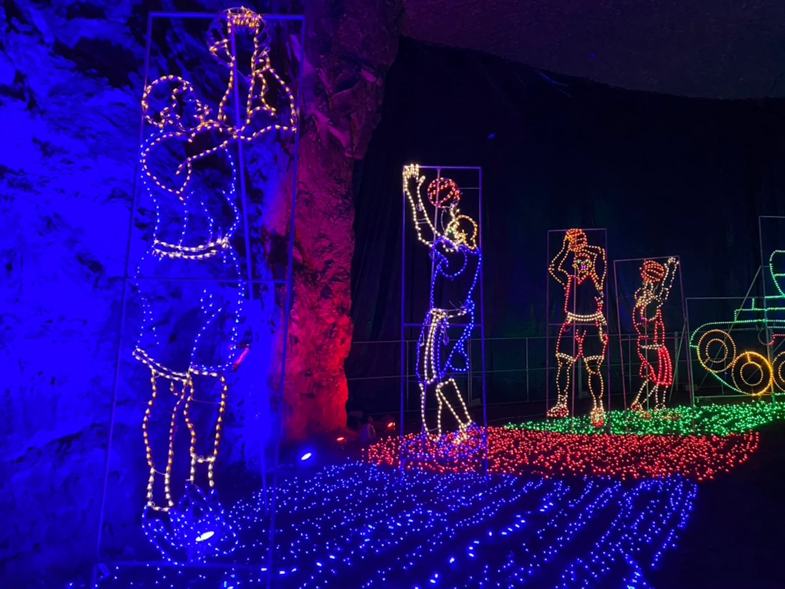 Lights Under Louisville is now open at Louisville Mega Cavern through Jan. 3, 2021. The 30-minute drive will take visitors through underground passageways lined with 40 themed displays, mapping projections, 850 lit characters and five million lights.  LOUISVILLE MEGA CAVERN