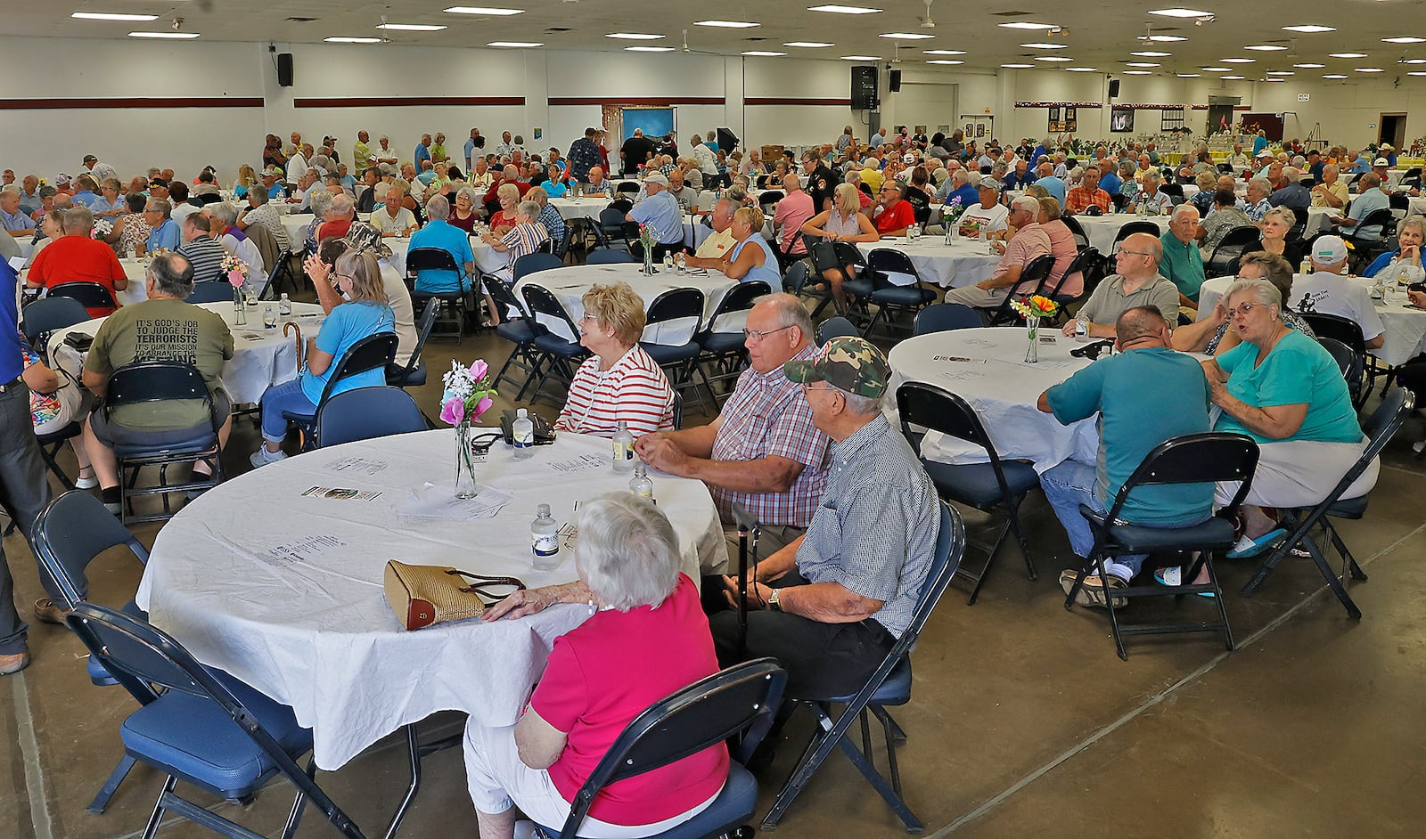 The Arts and Crafts Building was filled with couples that are celebrating at least 50 years of marriage for the Golden Wedding Party at the Clark County Fair Tuesday, July 25, 2023. BILL LACKEY/STAFF