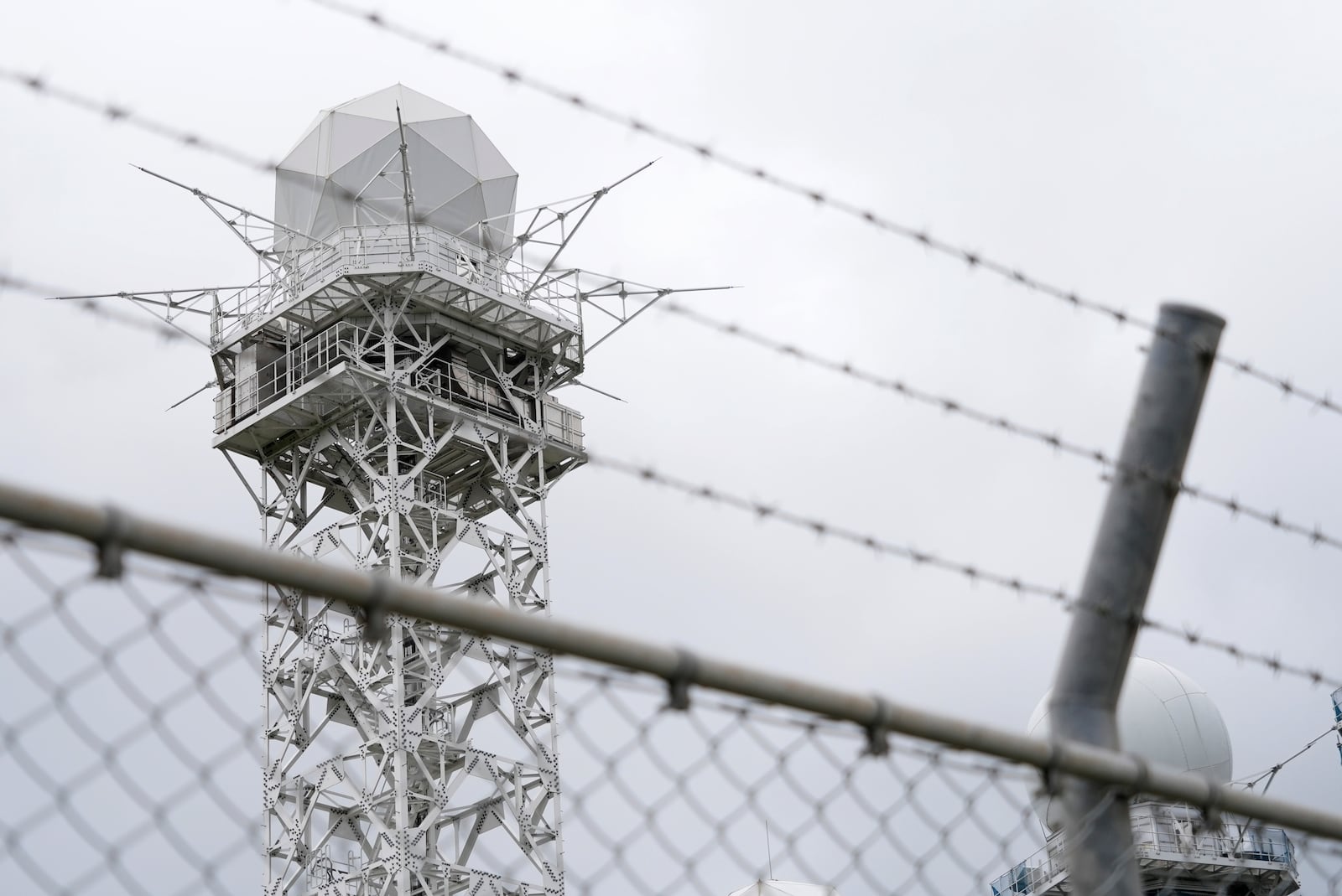 A radar tower set up by the Japan Self-Defense Forces (JSDF) stands on Yonaguni, a tiny island on Japan’s western frontier, Friday, Feb. 14, 2025. (AP Photo/Ayaka McGill)