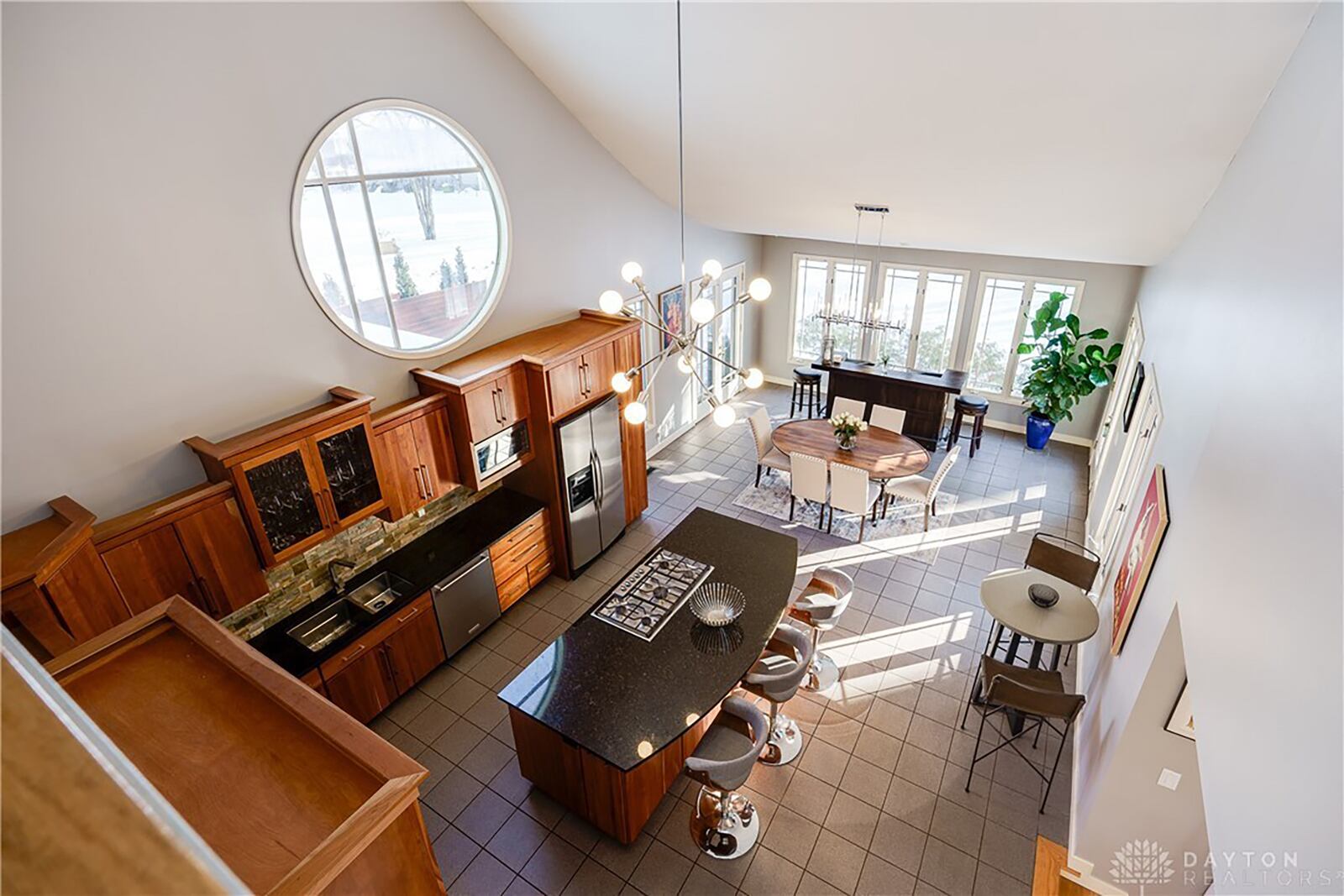 The second level landing overlooks the kitchen and breakfast area.