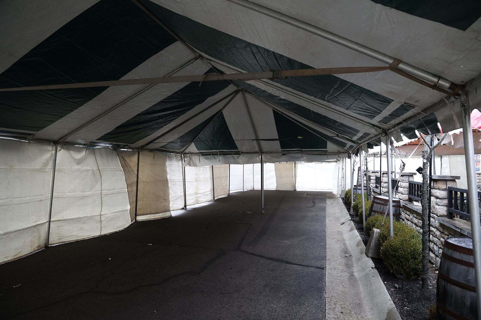 O'Conners Irish Pub has put up a giant tent in their parking lot so they can space everyone apart during the St. Patrick's Day celebration. BILL LACKEY/STAFF