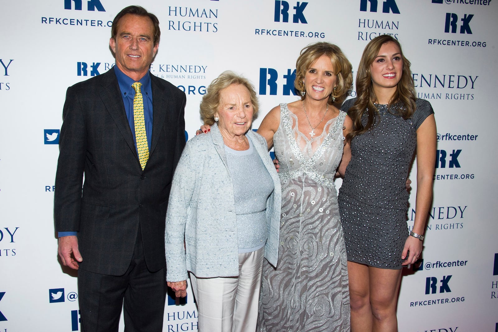 FILE - From left, Robert F. Kennedy Jr., Ethel Kennedy, Kerry Kennedy, and Mariah Kennedy Cuomo attend the Ripple of Hope Awards, Dec. 11, 2013, in New York. (Photo by Charles Sykes/Invision/AP, File)