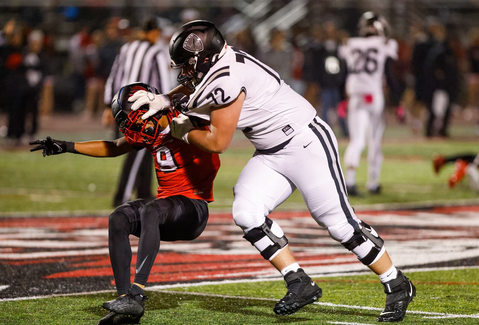 Lakota East lineman Austin Siereveld (72) blocks Lakota West's Malik Hartford during their football game Friday, Oct. 22, 2021 at Lakota West High School in West Chester Township. Lakota West won 34-7. NICK GRAHAM/STAFF