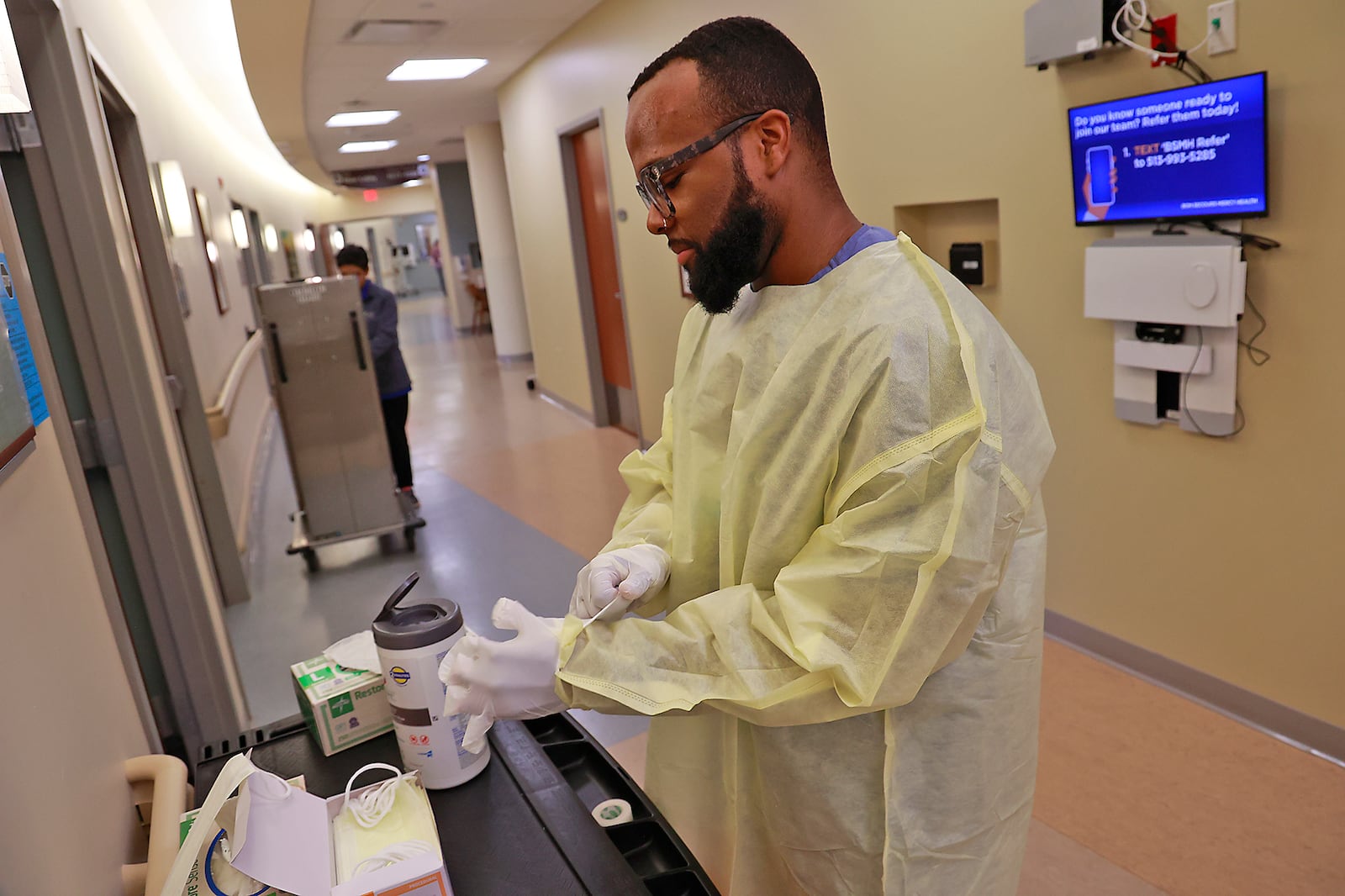 Juwan Walker participated in the Patient Care Tech. training program at Mercy Health - Springfield Regional Medical Center and now works at the hospital. BILL LACKEY/STAFF