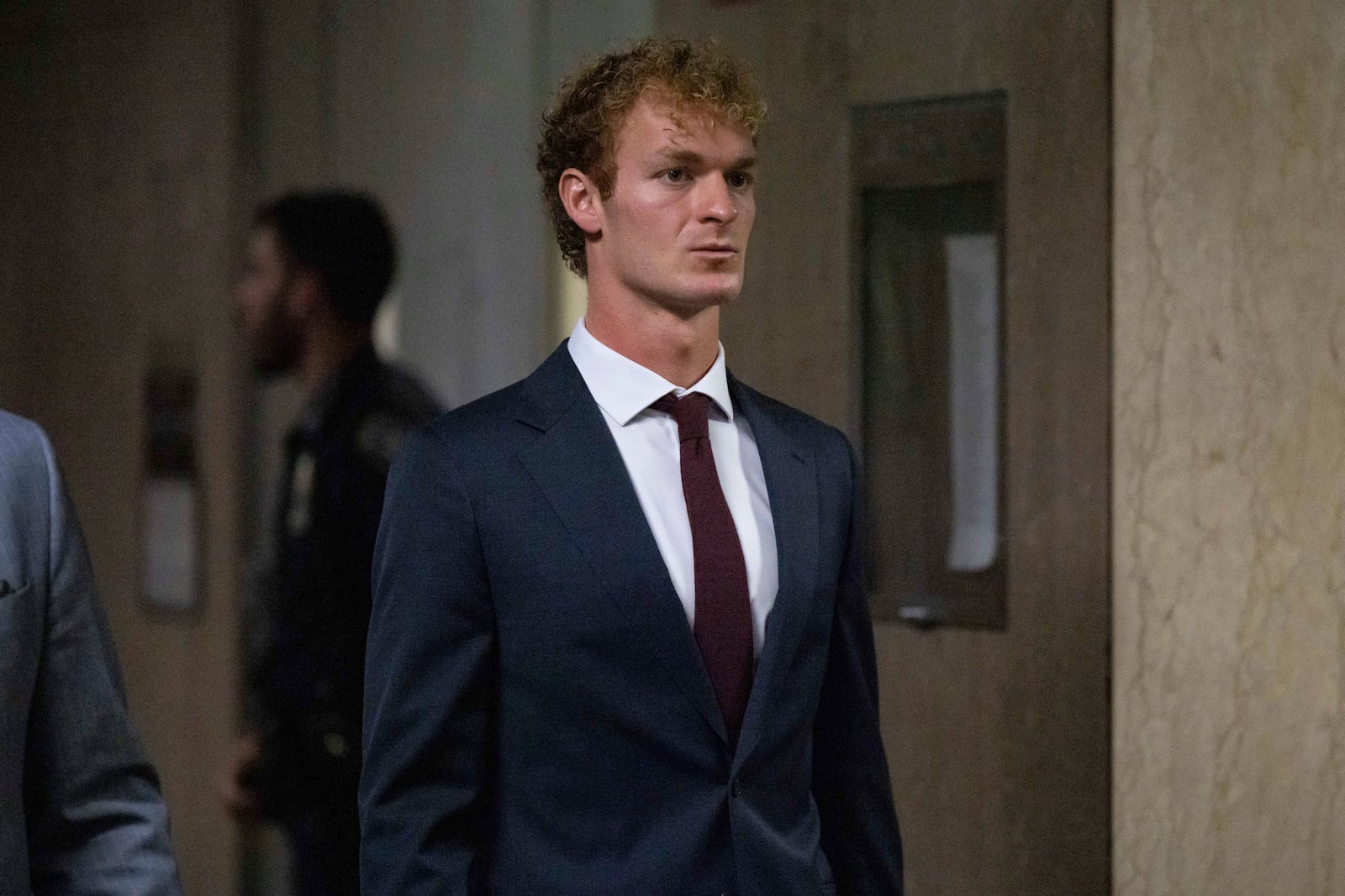 Daniel Penny leaves the courtroom for a lunch break in New York, Monday, Nov. 18, 2024. (AP Photo/Yuki Iwamura)