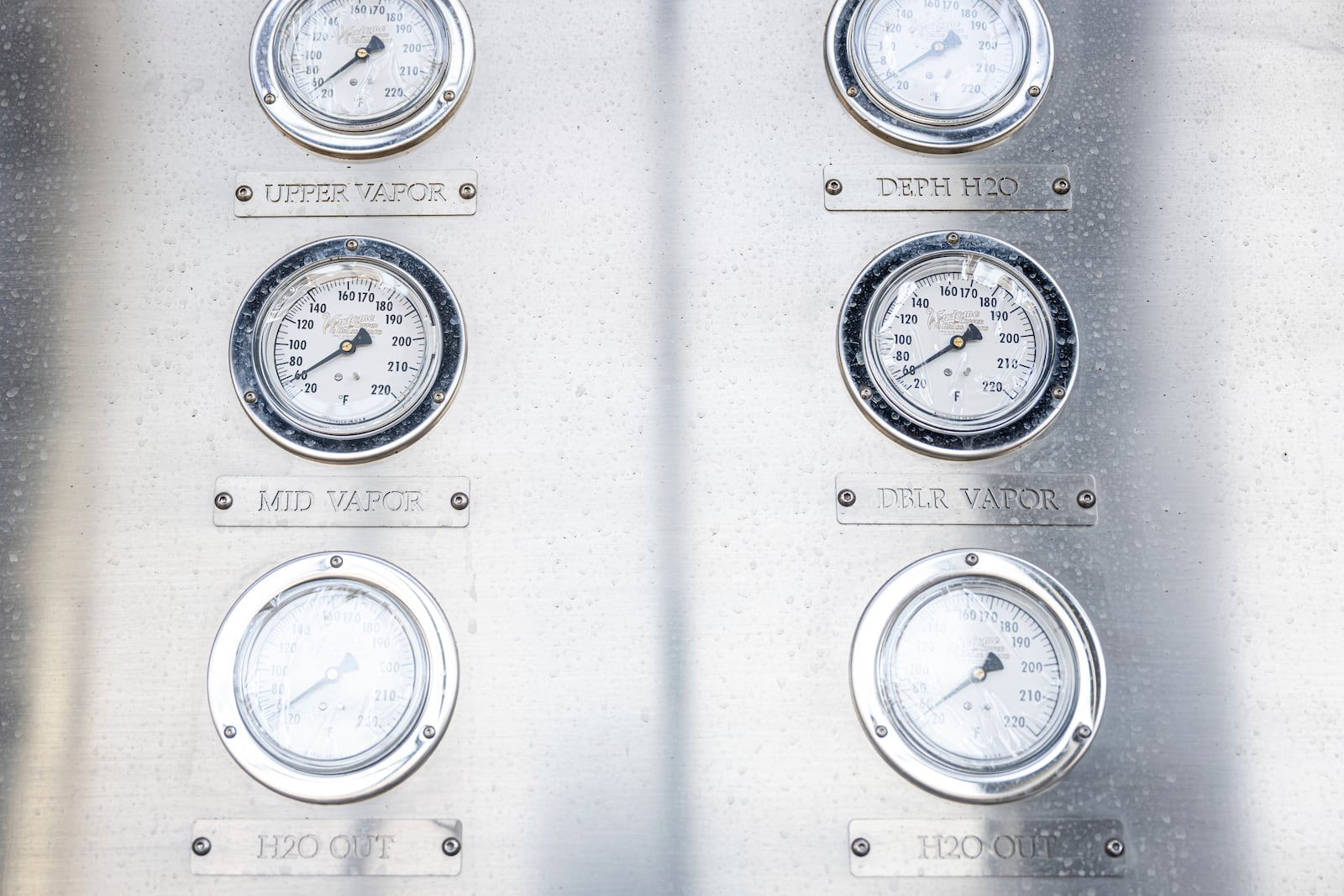 Various vapor gauges are seen near a new column still that is not yet in use at The Bard Distillery in Graham, Ky., Sunday, March 9, 2025. (AP Photo/Jon Cherry)