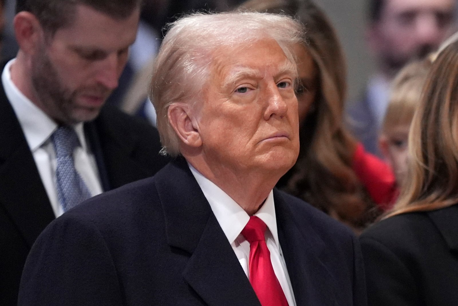 President Donald Trump attends the national prayer service at the Washington National Cathedral, Tuesday, Jan. 21, 2025, in Washington. (AP Photo/Evan Vucci)