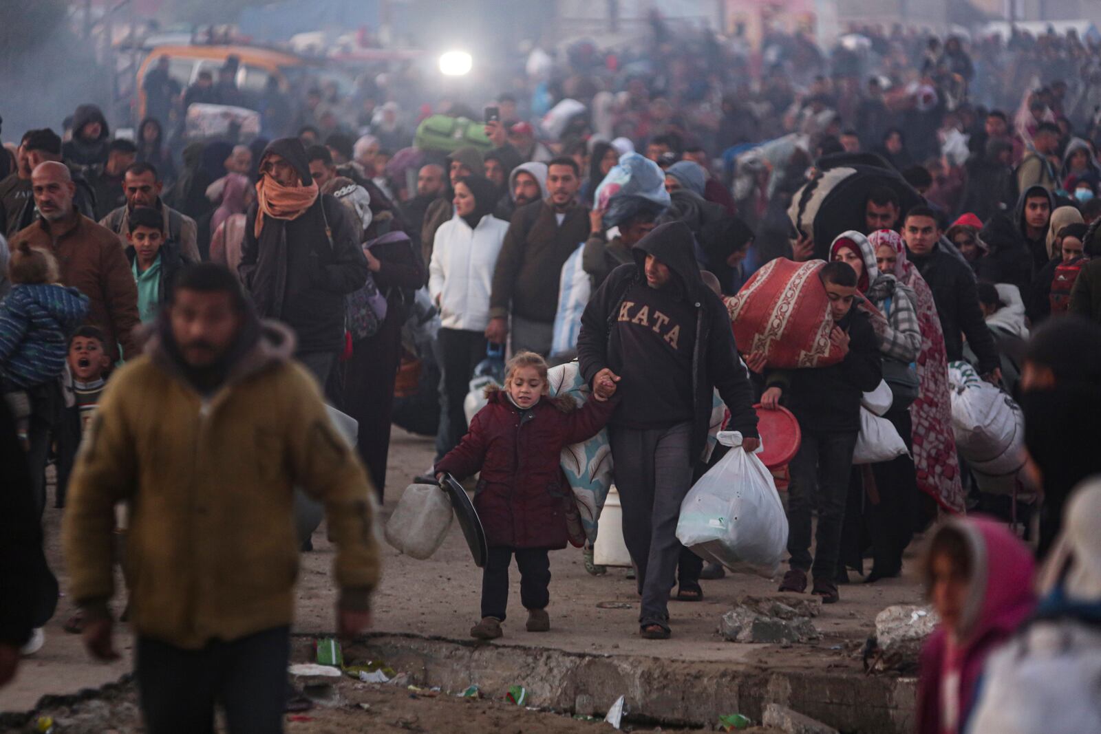 Displaced Palestinians return to their homes in the northern part of the Gaza Strip, Monday, Jan. 27, 2025, days after the ceasefire deal between Israel and Hamas came into effect. (AP Photo/Jehad Alshrafi)