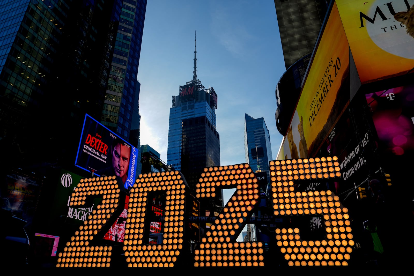 FILE - The 2025 New Year's Eve numerals are displayed in Times Square, Wednesday, Dec. 18, 2024, in New York. (AP Photo/Julia Demaree Nikhinson, File)