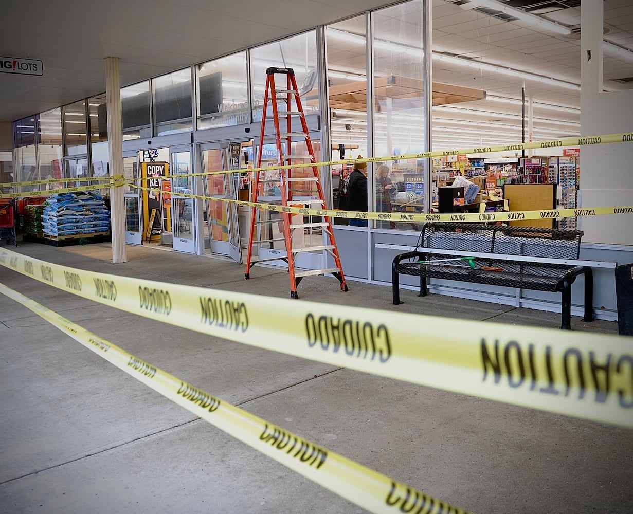 Storm damage airway shopping center