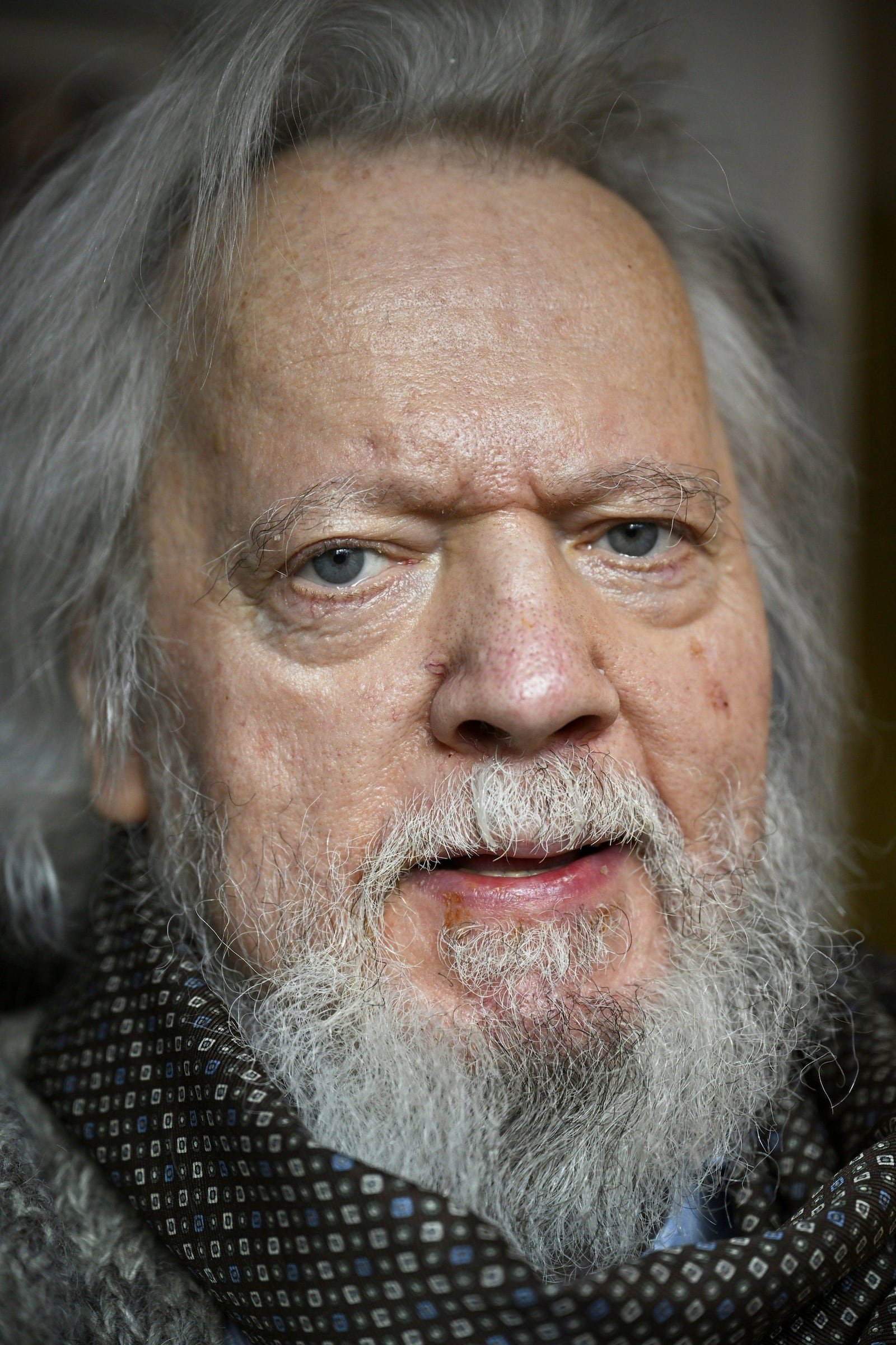 Finnish conductor, composer Leif Segerstam pictured at his home in Helsinki, Finland on Feb. 8, 2024. (Antti Aimo-Koivisto/Lehtikuva via AP)