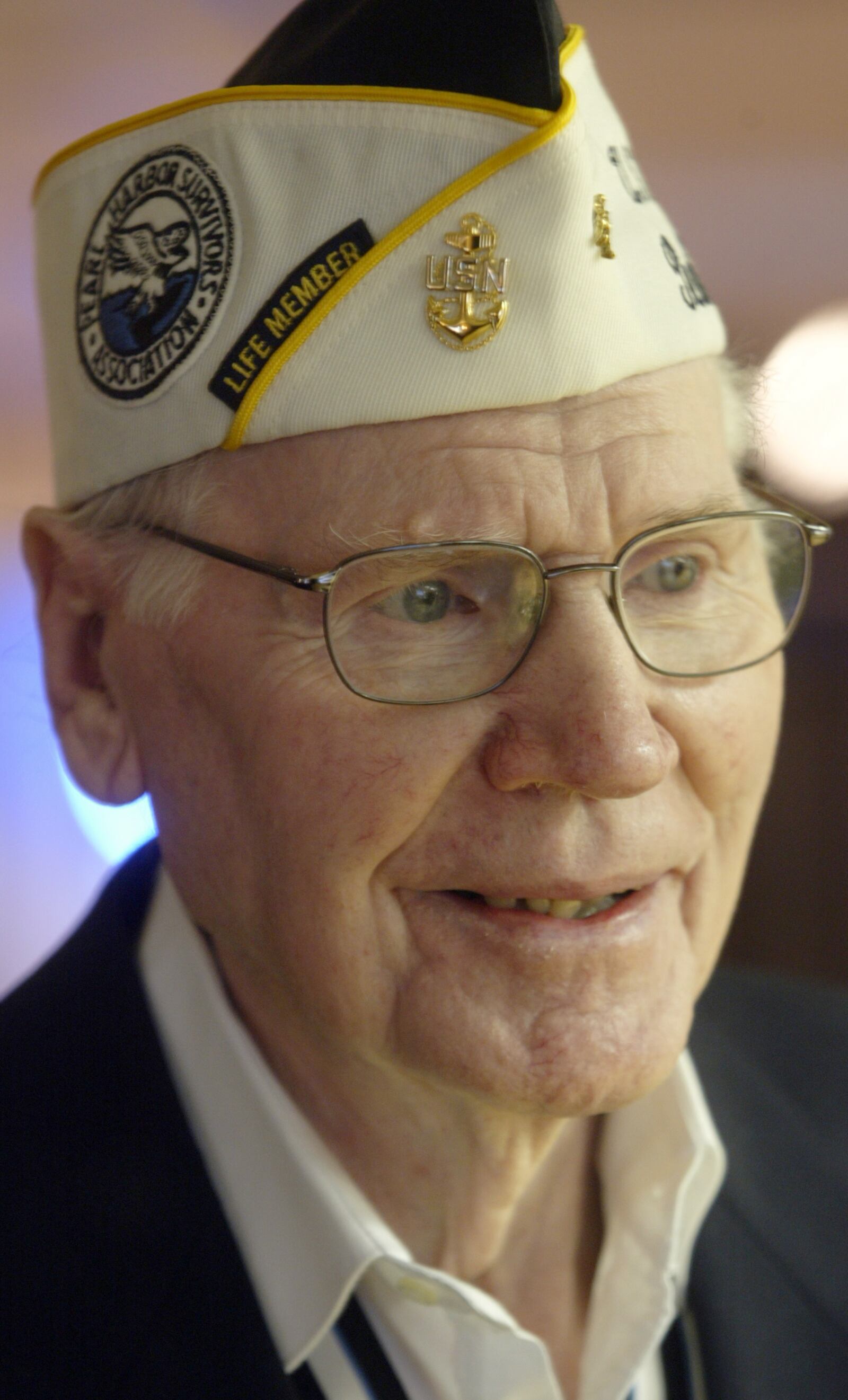 Charles Copley was standing watch on the USS Downes when the attack began.  Three bombs hit his ship which was in dry dock with the battleship Pennsylvania.  To this day he can still visualize the attack vividly in his mind.  STAFF PHOTO BY BILL REINKE