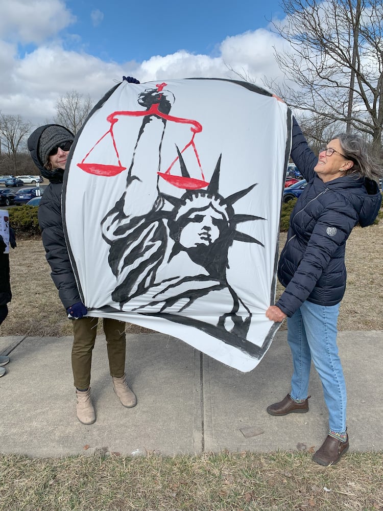 Tesla protest Moraine 2025